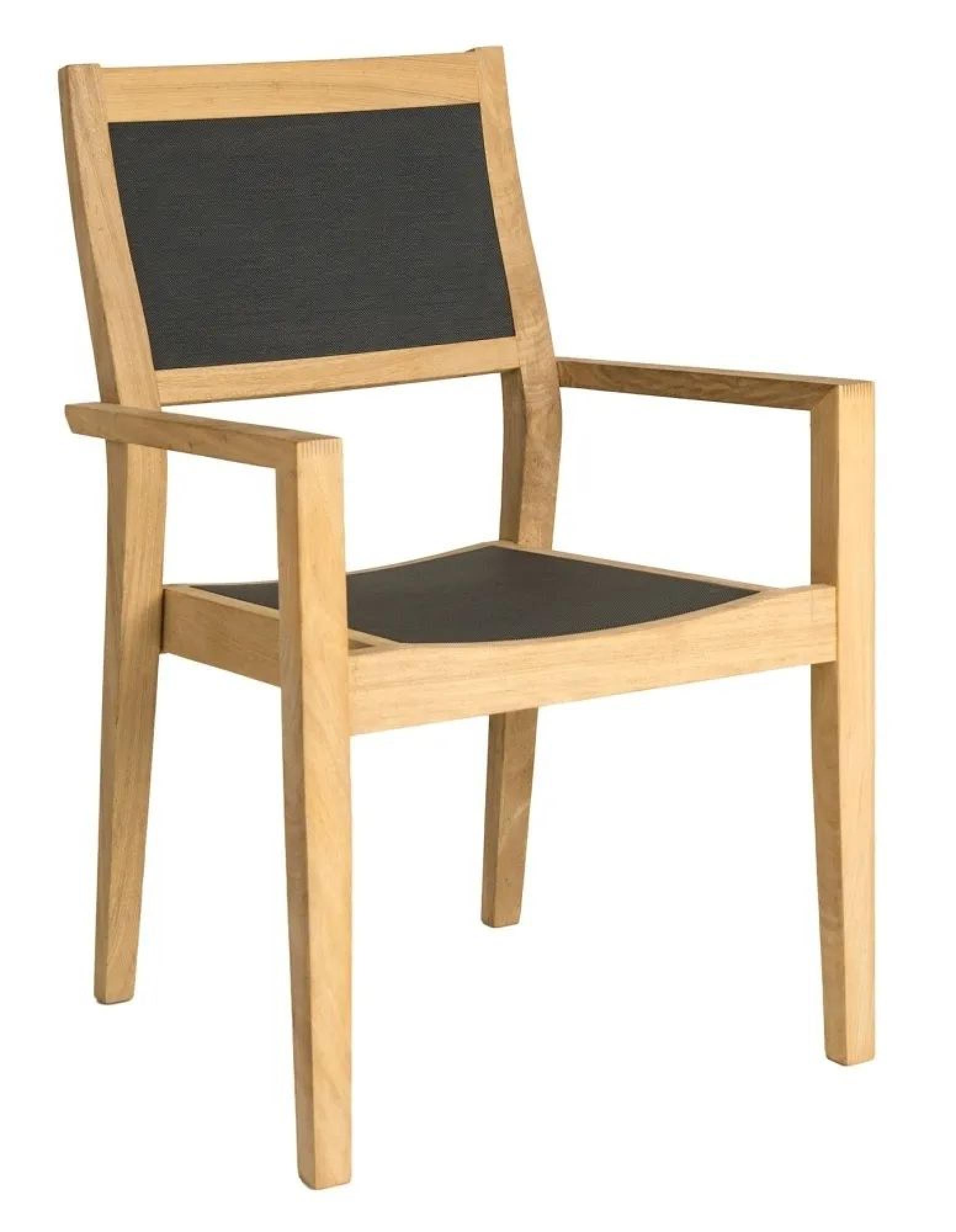 Roble Wood Stacking Garden Dining Armchair with Charcoal Sling - Set of 2