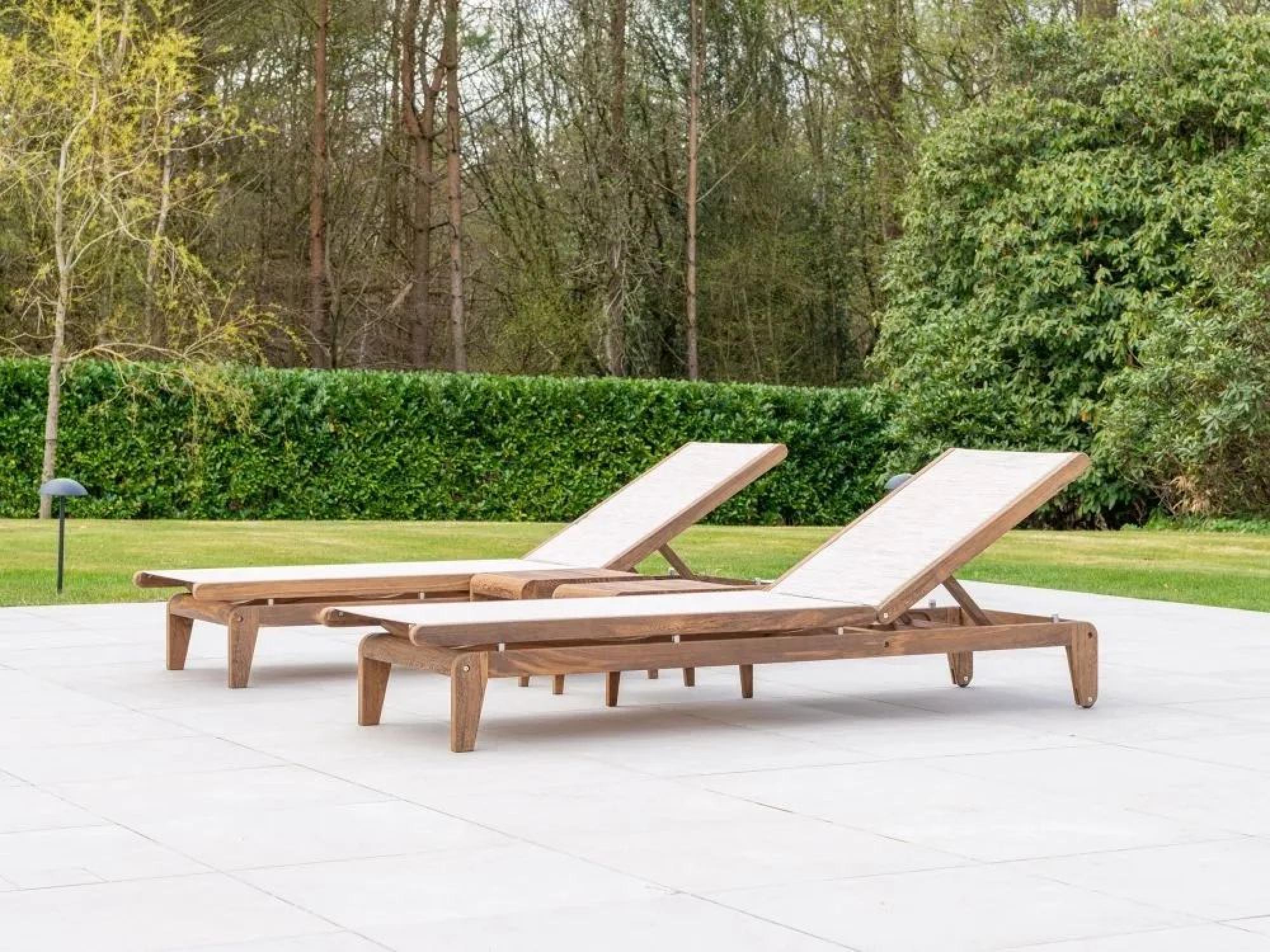 Bolney Adjustable Sling Sunbed - Garden - Acacia Wood