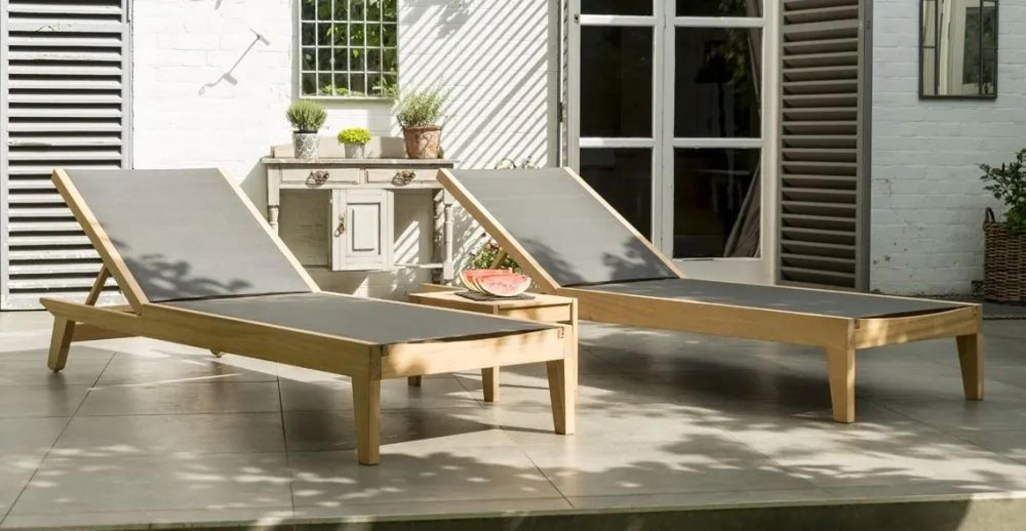 Roble Wood Garden Adjustable Sling Sunbed