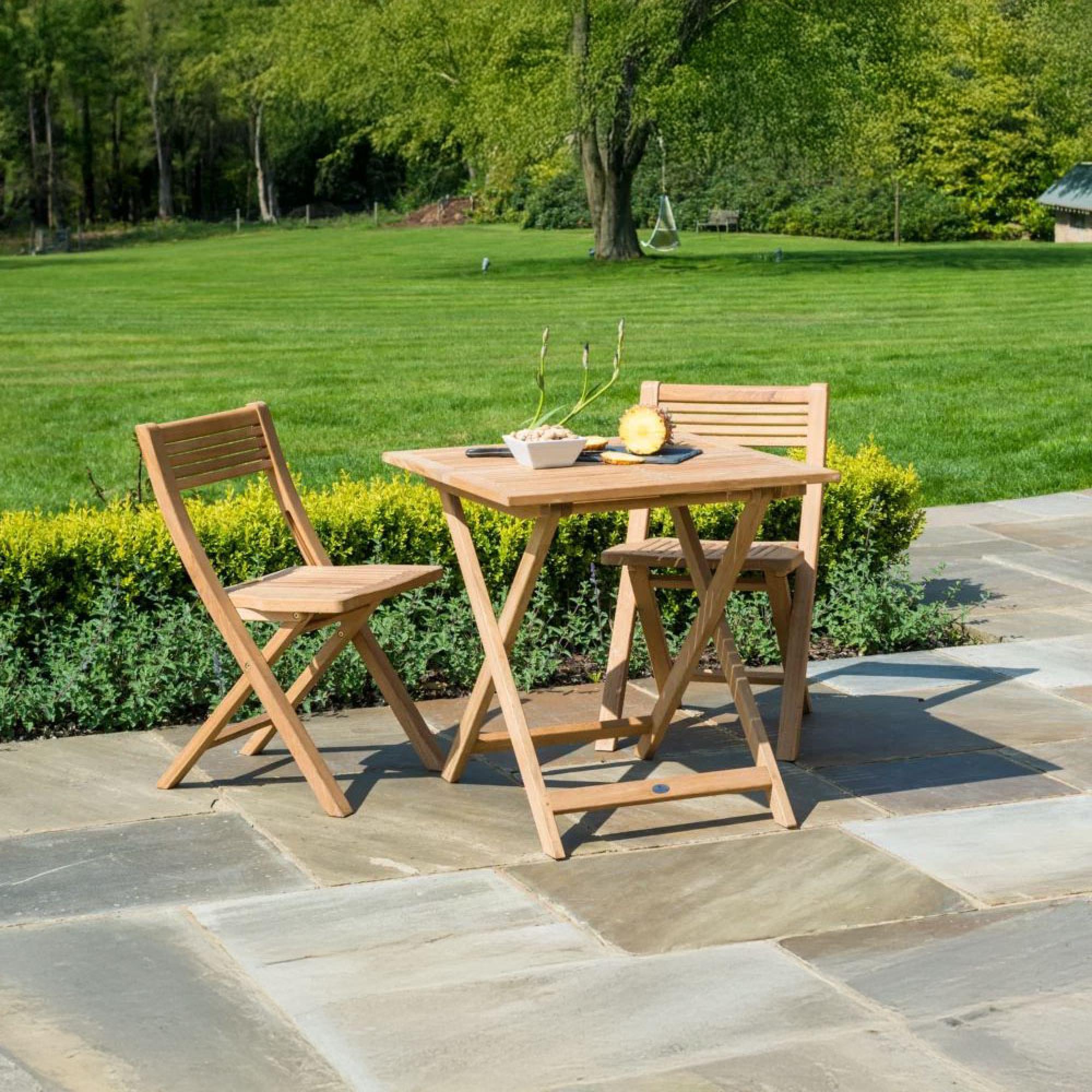 Roble Wood 2 Seater Folding Square Garden Tea Set
