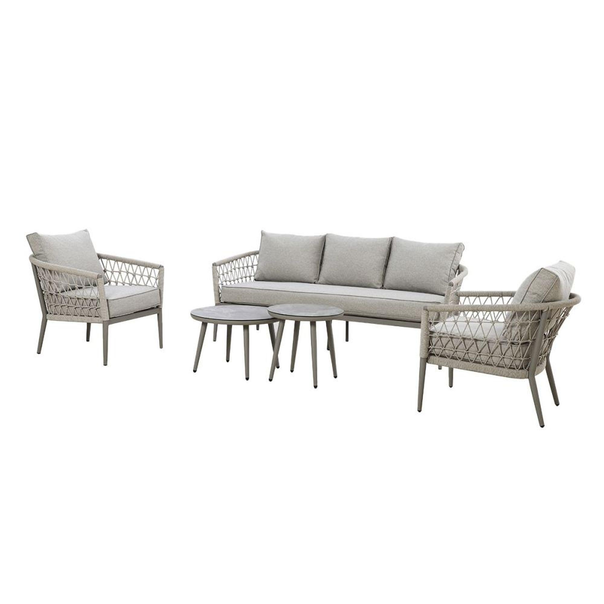 Monaco Garden Sofa Set - 3 Seater - Cool Linen