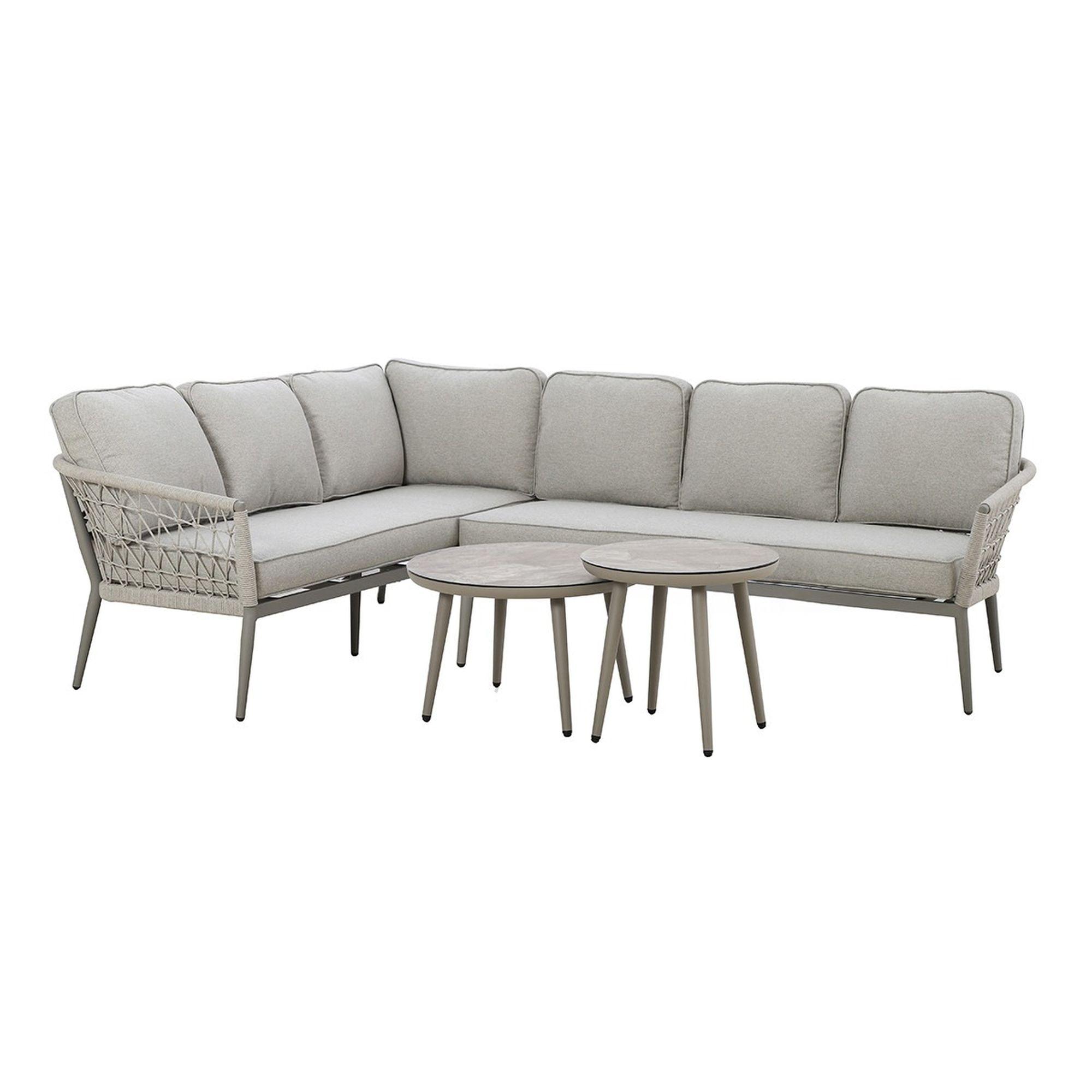 Monaco Large Corner Garden Sofa Set - Cool Linen