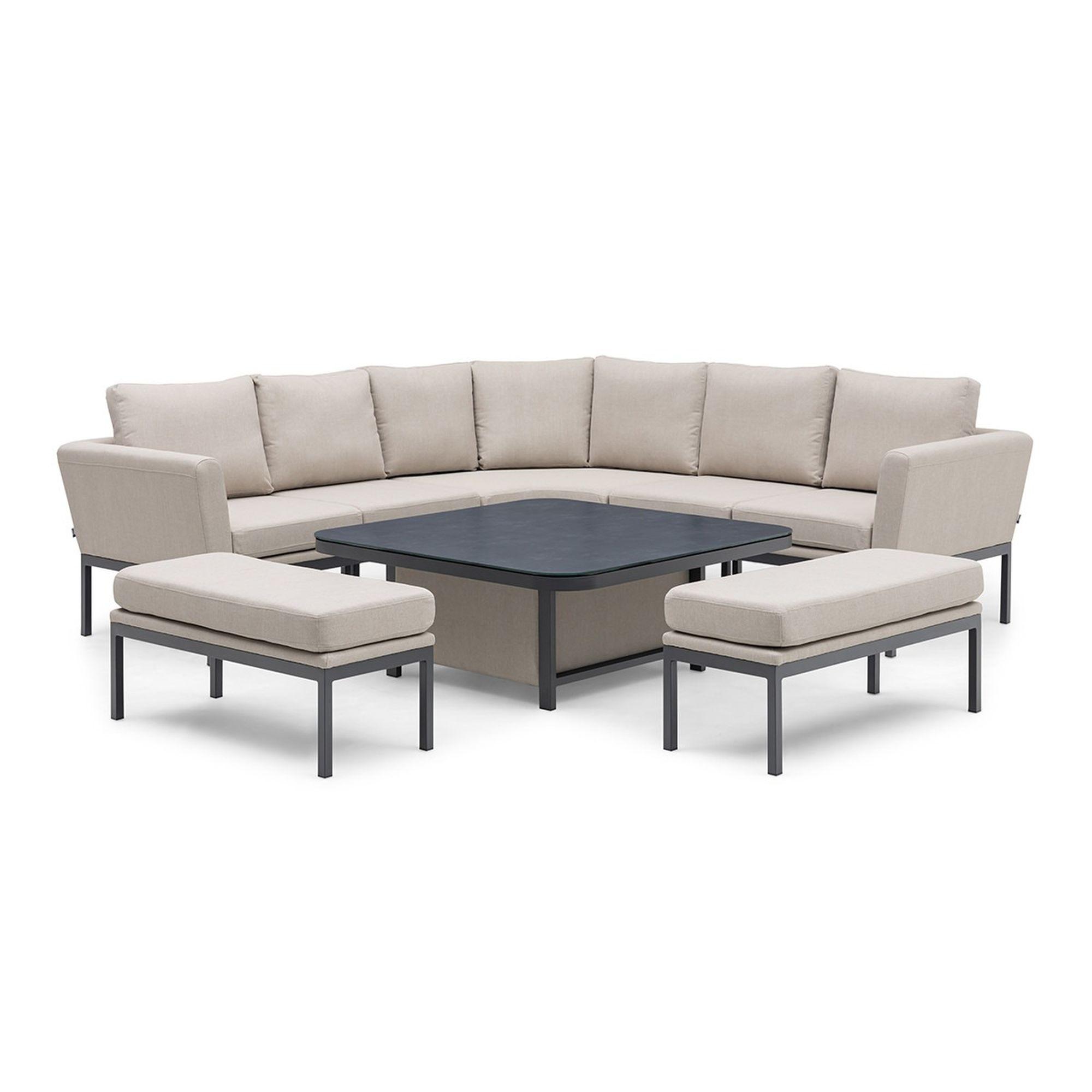 Pulse Deluxe Corner Garden Dining Set - Square - Rising Table - Oatmeal