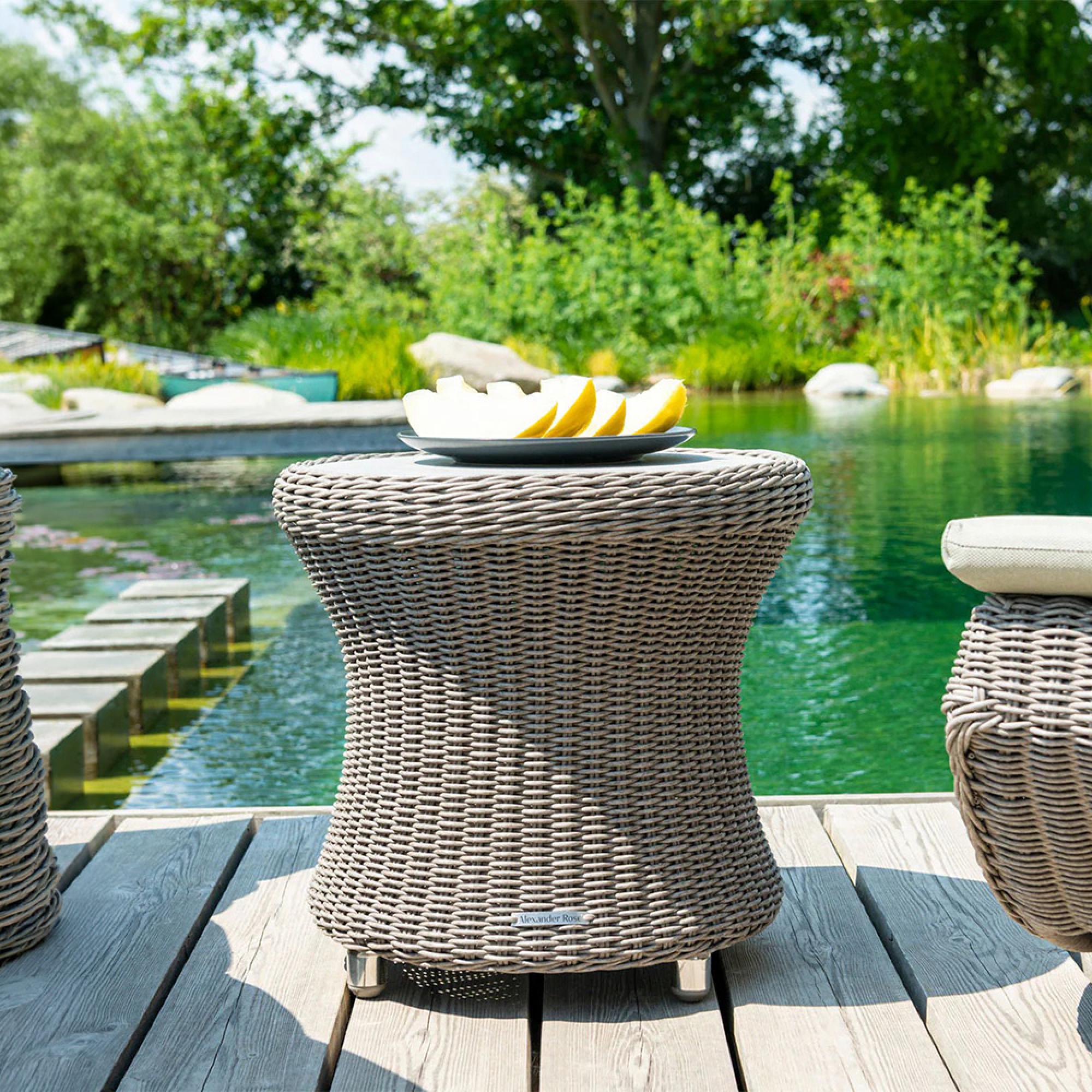 Hazelmere Round Side Table - Garden - Grey Weave