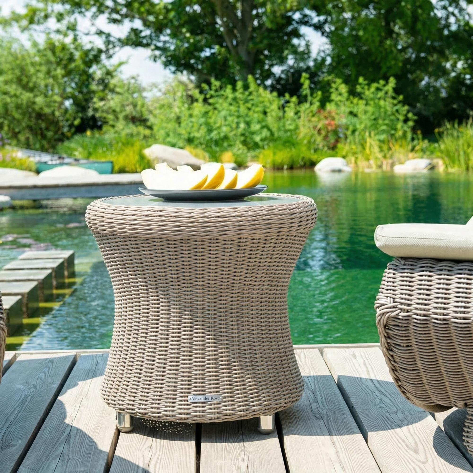 Hazelmere Round Side Table - Garden - Natural Weave