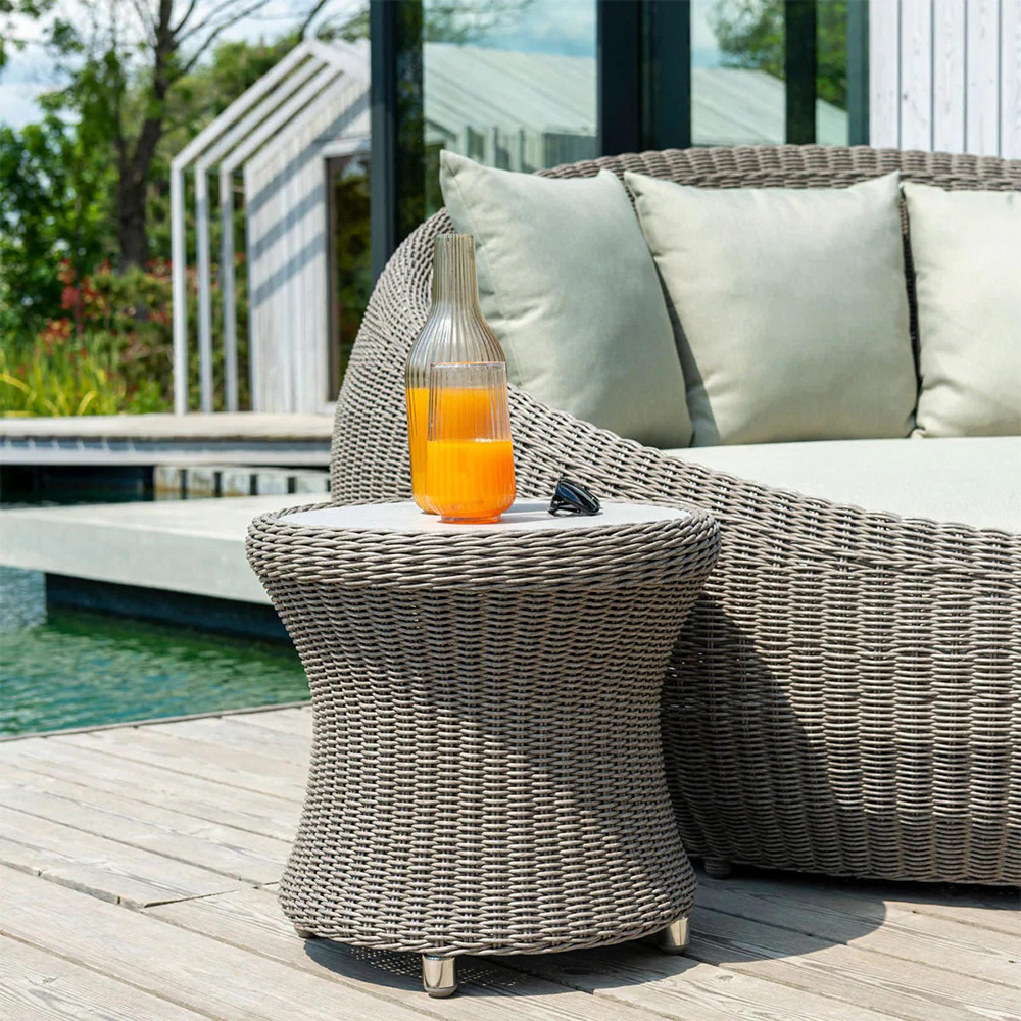 Hazelmere Round Side Table - Garden - Grey Weave