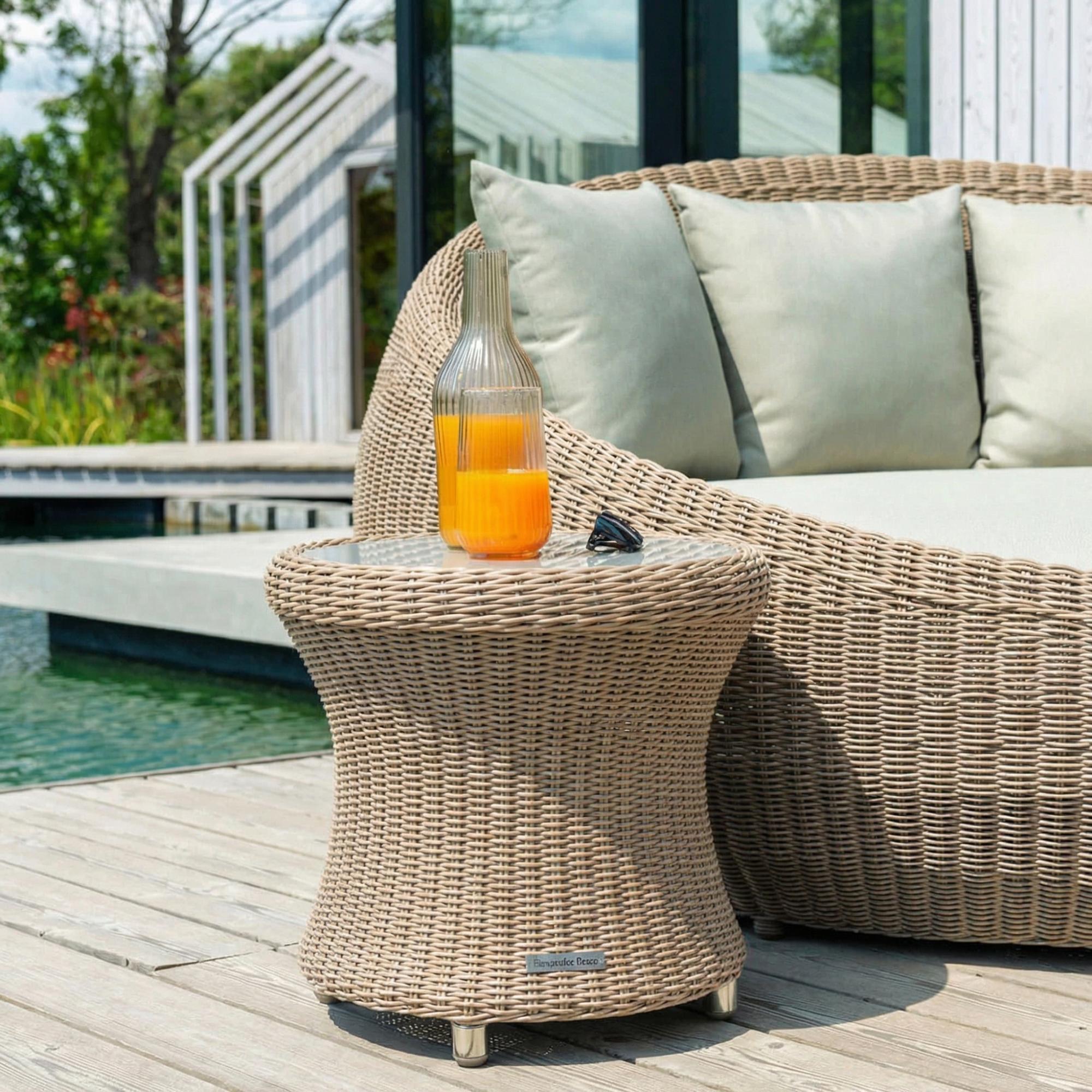 Hazelmere Round Side Table - Garden - Natural Weave
