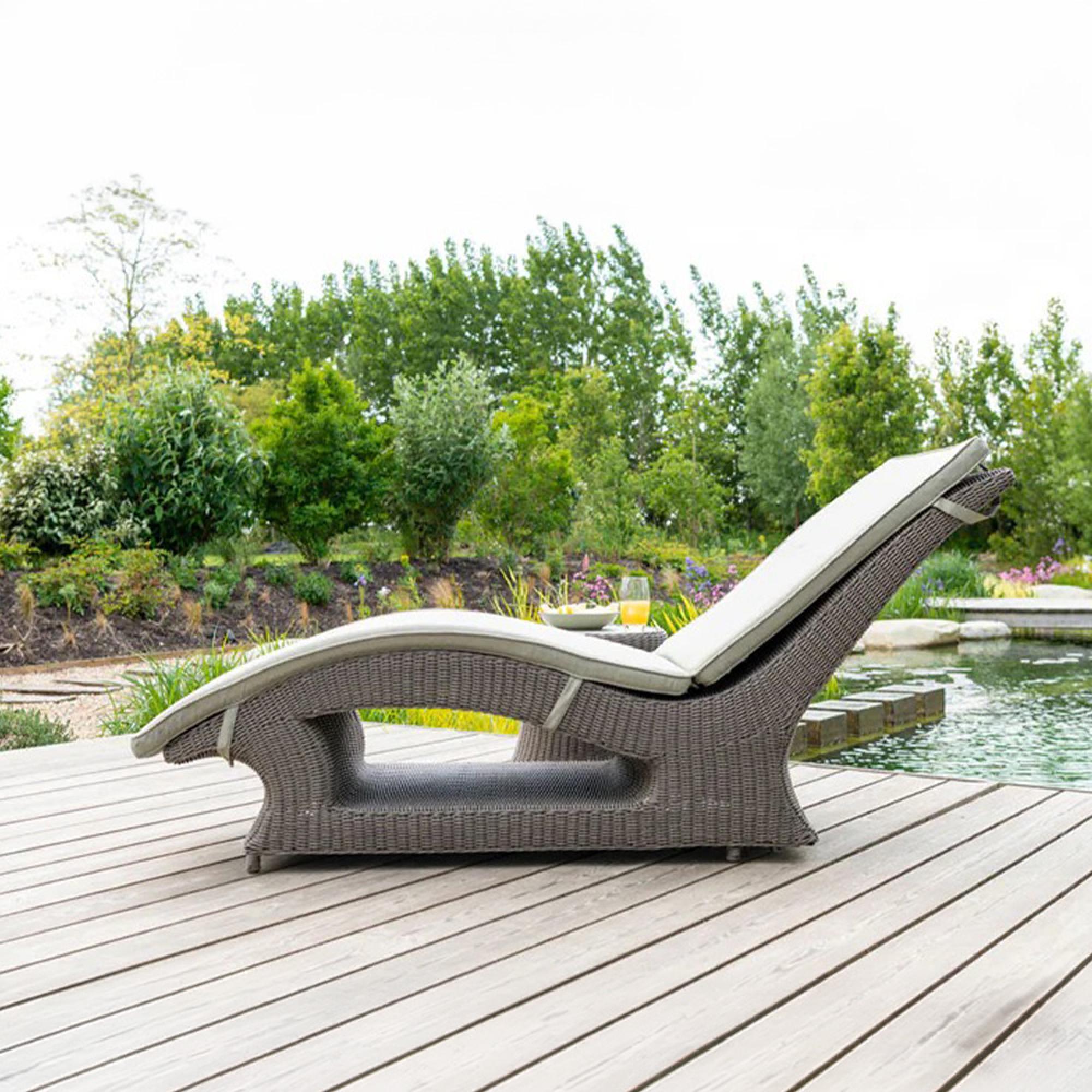 Hazelmere Fixed Sunbed - Garden - Grey Weave