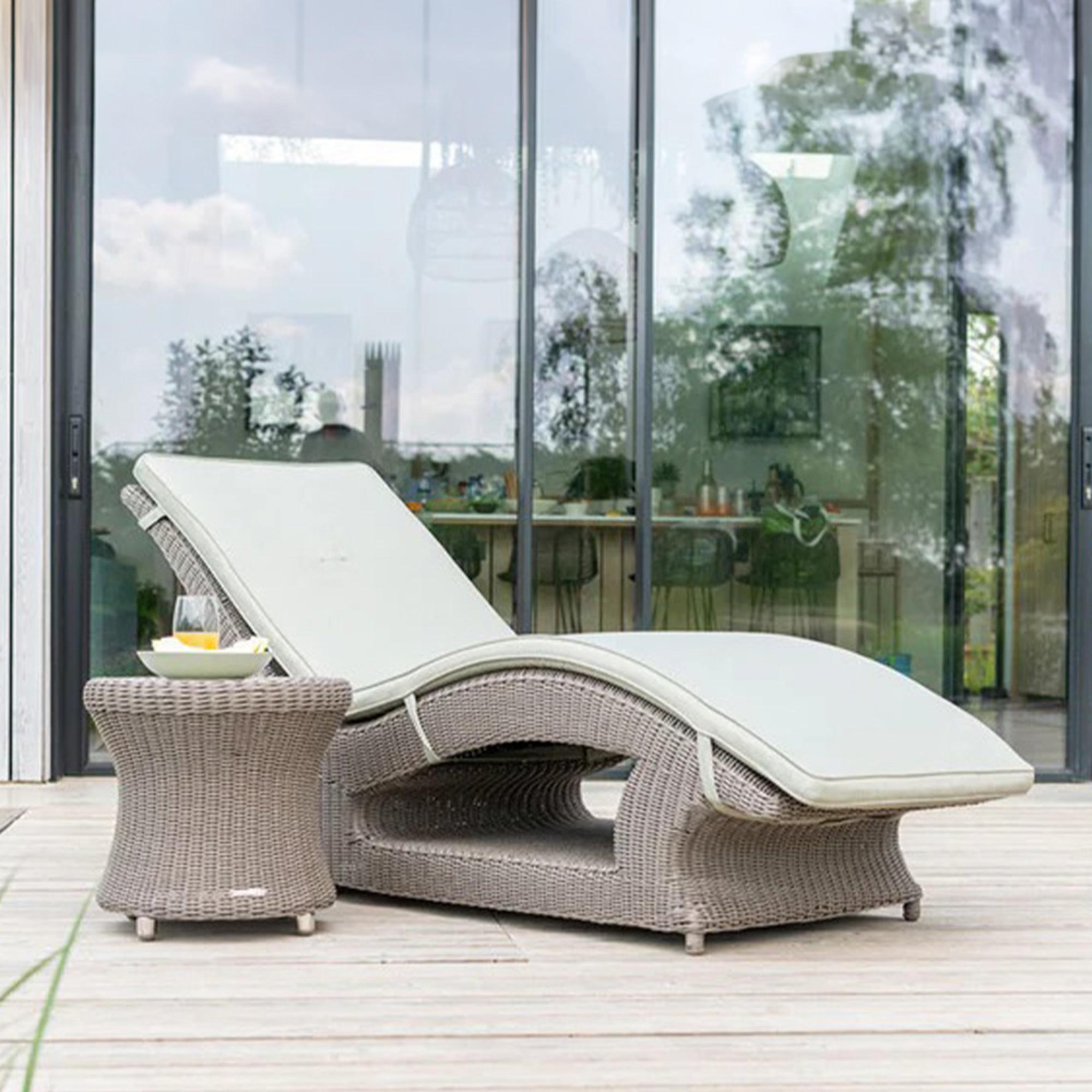 Hazelmere Fixed Sunbed - Garden - Grey Weave