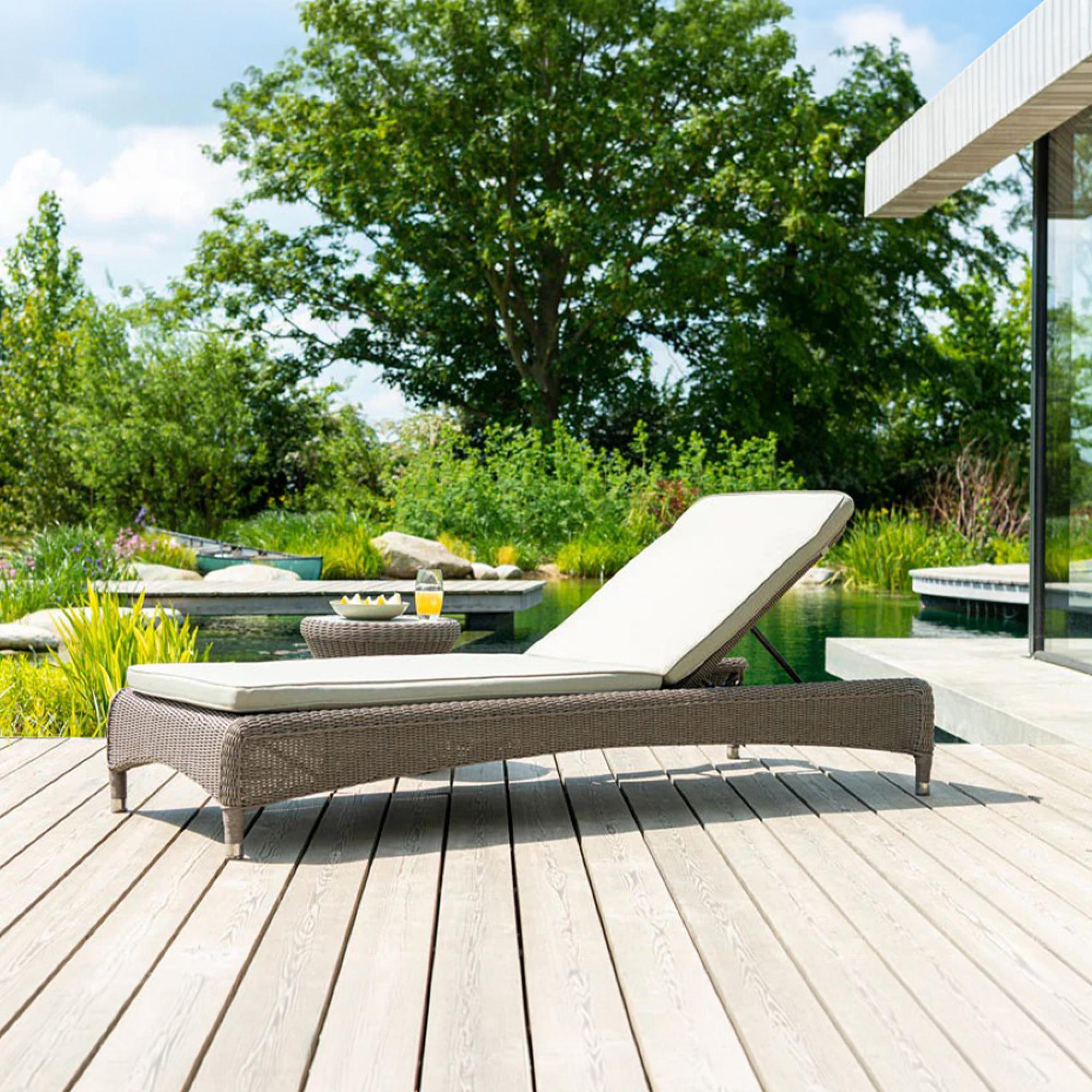 Hazelmere Stacking Sunbed - Fixed - Garden - Grey Weave