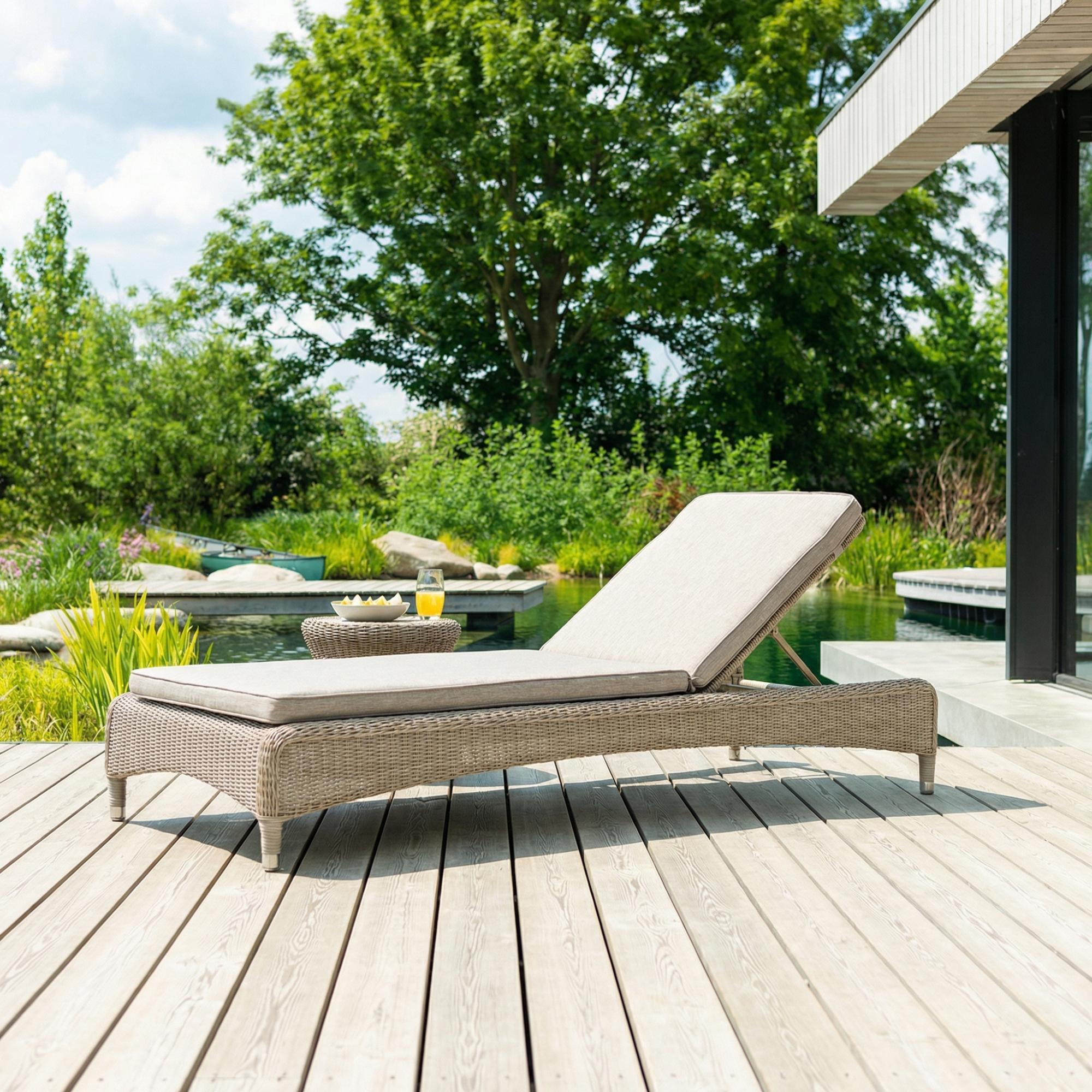 Hazelmere Stacking Sunbed - Fixed - Garden - Natural Weave