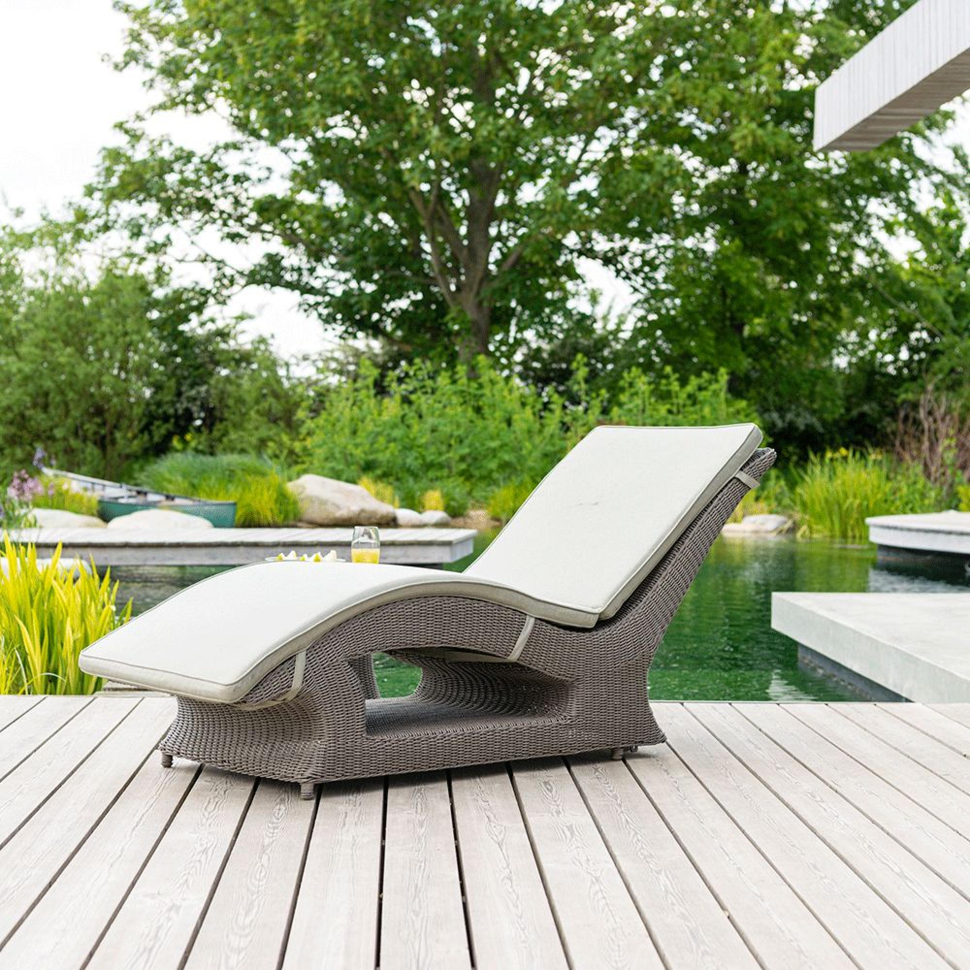 Hazelmere Fixed Sunbed - Garden - Grey Weave