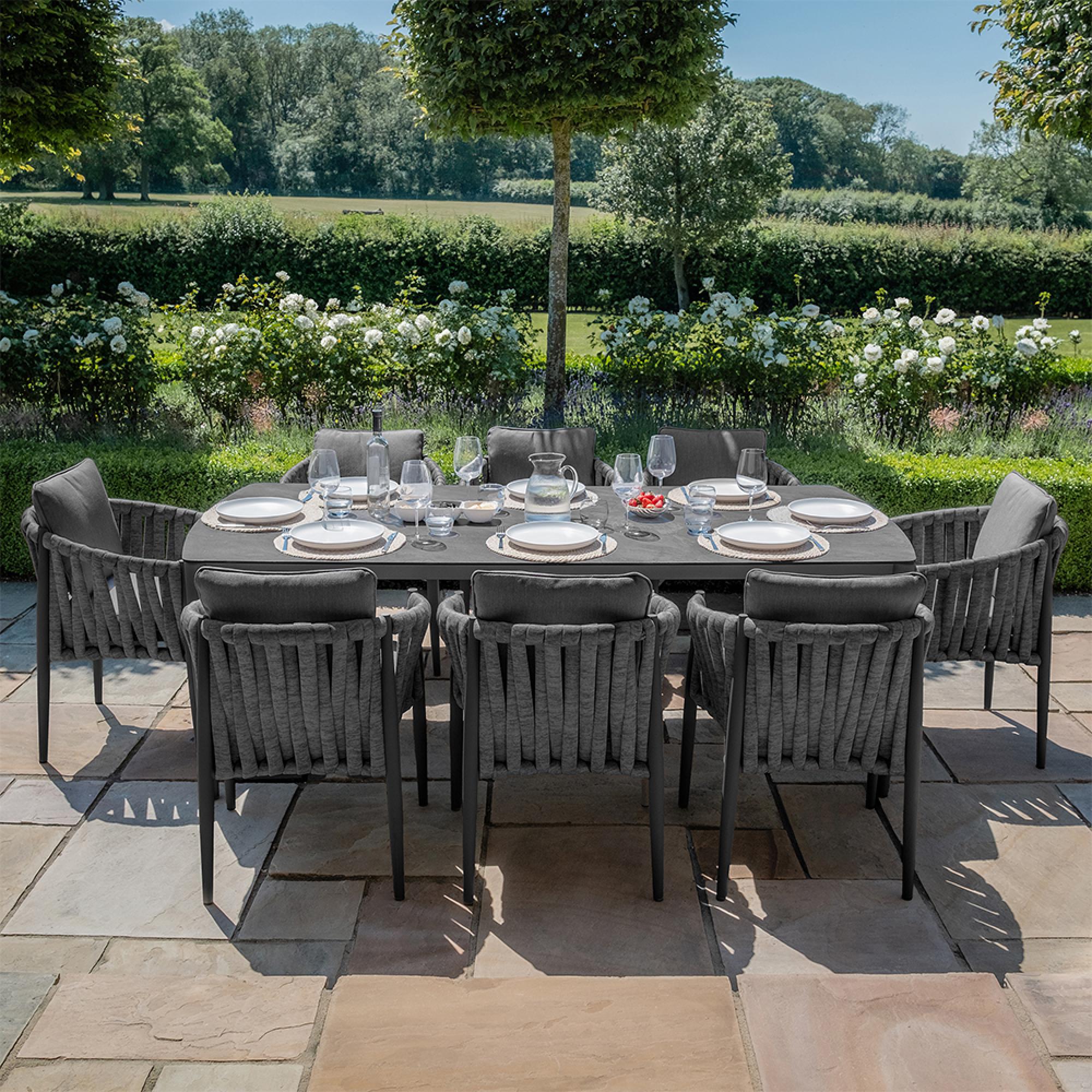 Milan Garden Dining Set - 8 Seater - 220cm - Charcoal