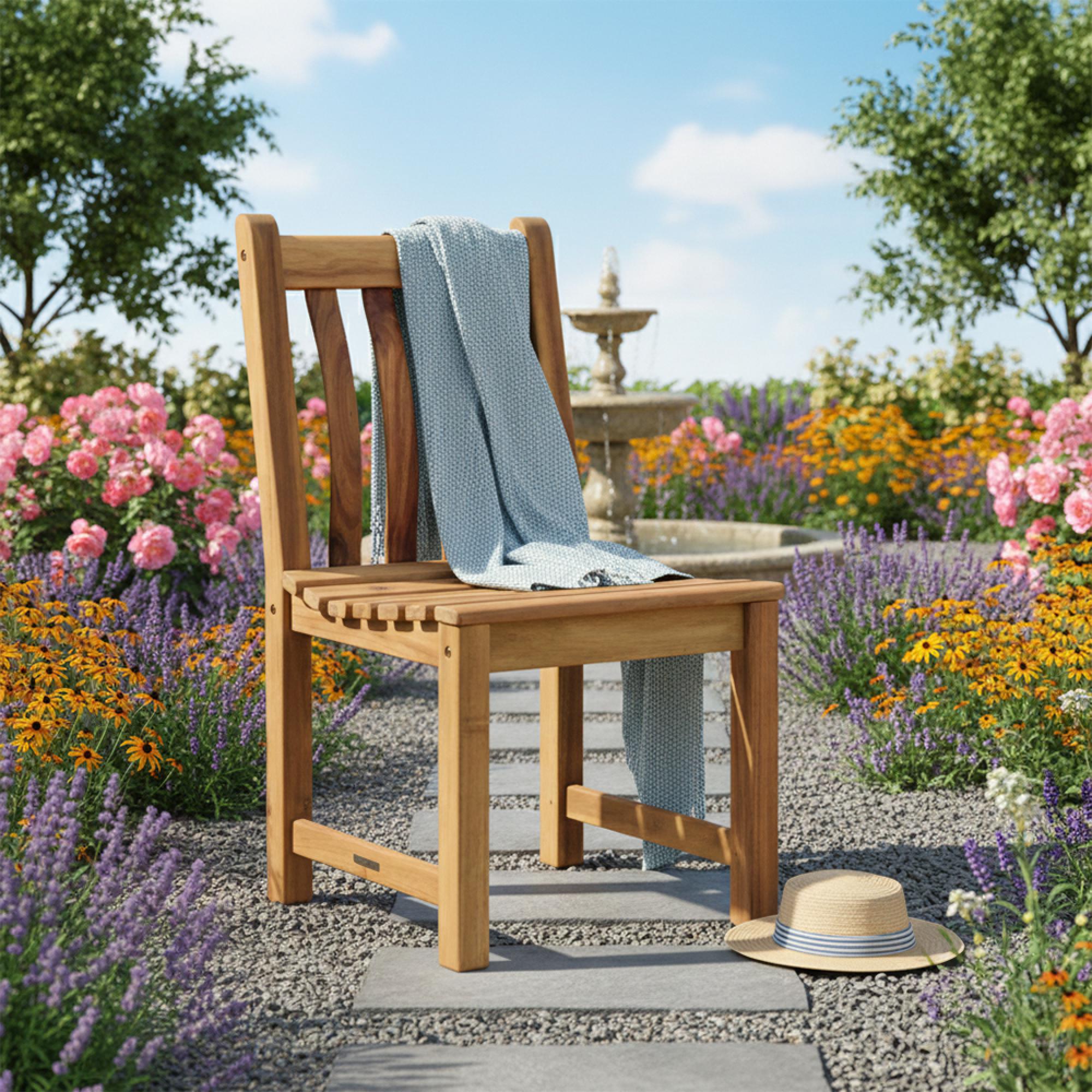 Redcliffe Garden Dining Set - 6 Seater - 165cm - Acacia Wood - 6 Broadfield Side Dining Chair