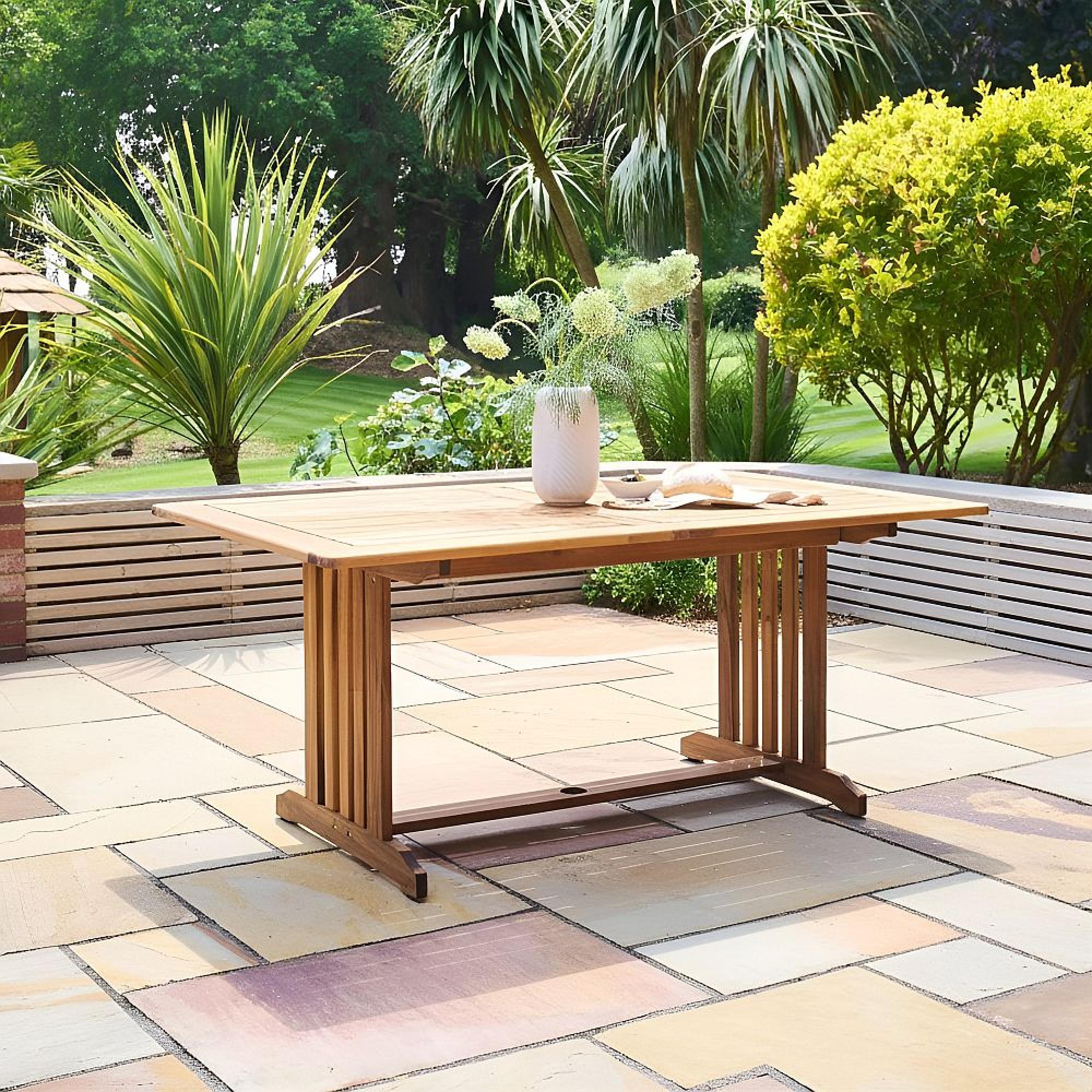 Redcliffe Garden Dining Set - 6 Seater - 165cm - Acacia Wood - 6 Folding Recliner Dining Chair