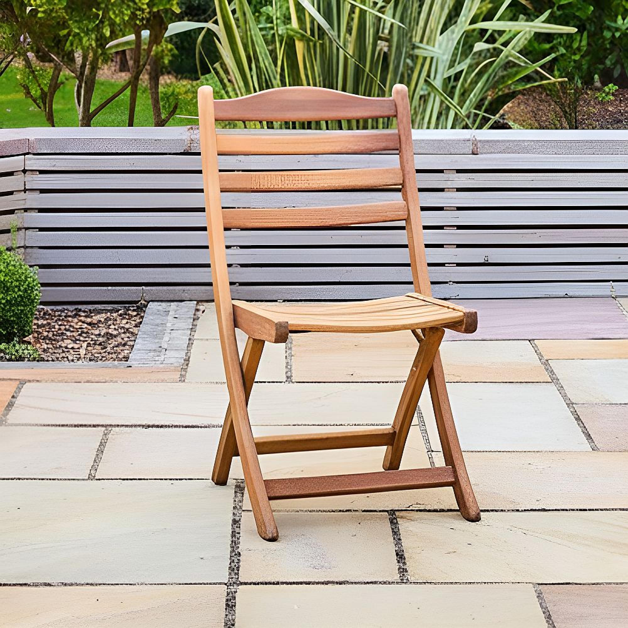 Redcliffe Garden Round Dining Set - 6 Seater - 140cm - Folding - Acacia Wood - 6 Folding Carver Dining Chair