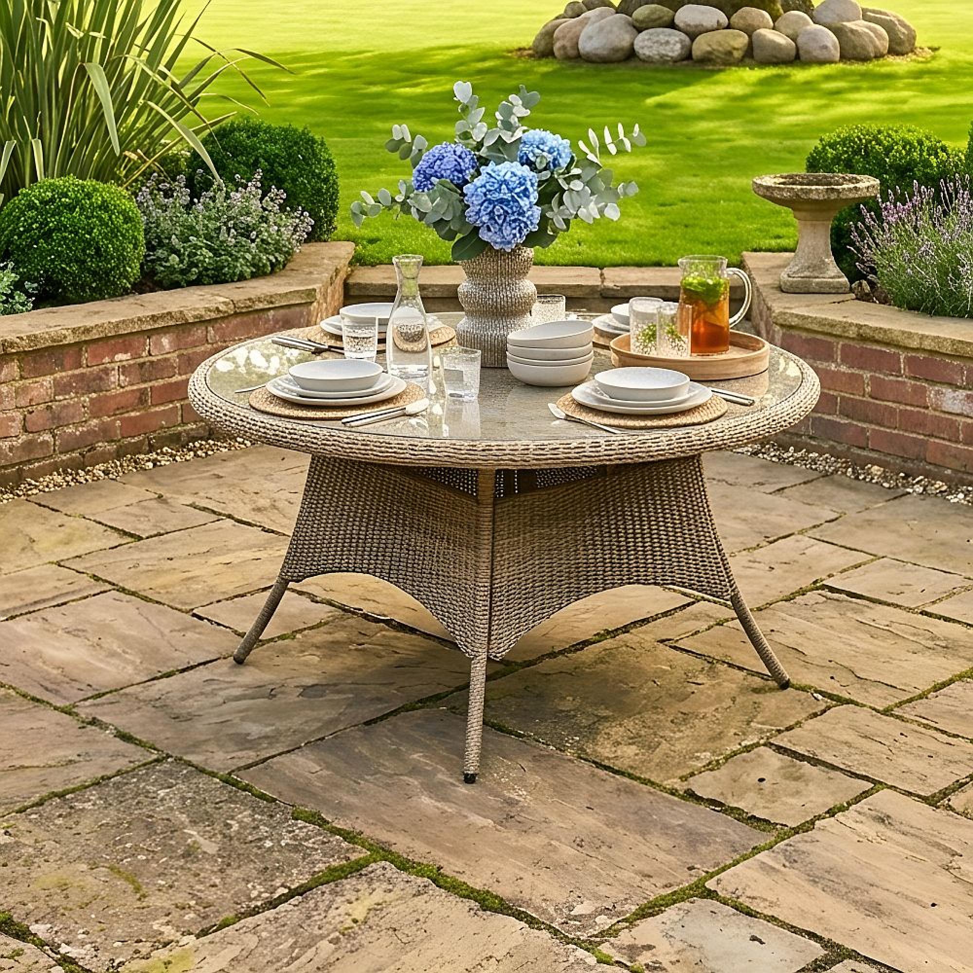 Arlington Round Dining Set - 6 Seater - 150cm - Luxury Rattan - 6 Chairs