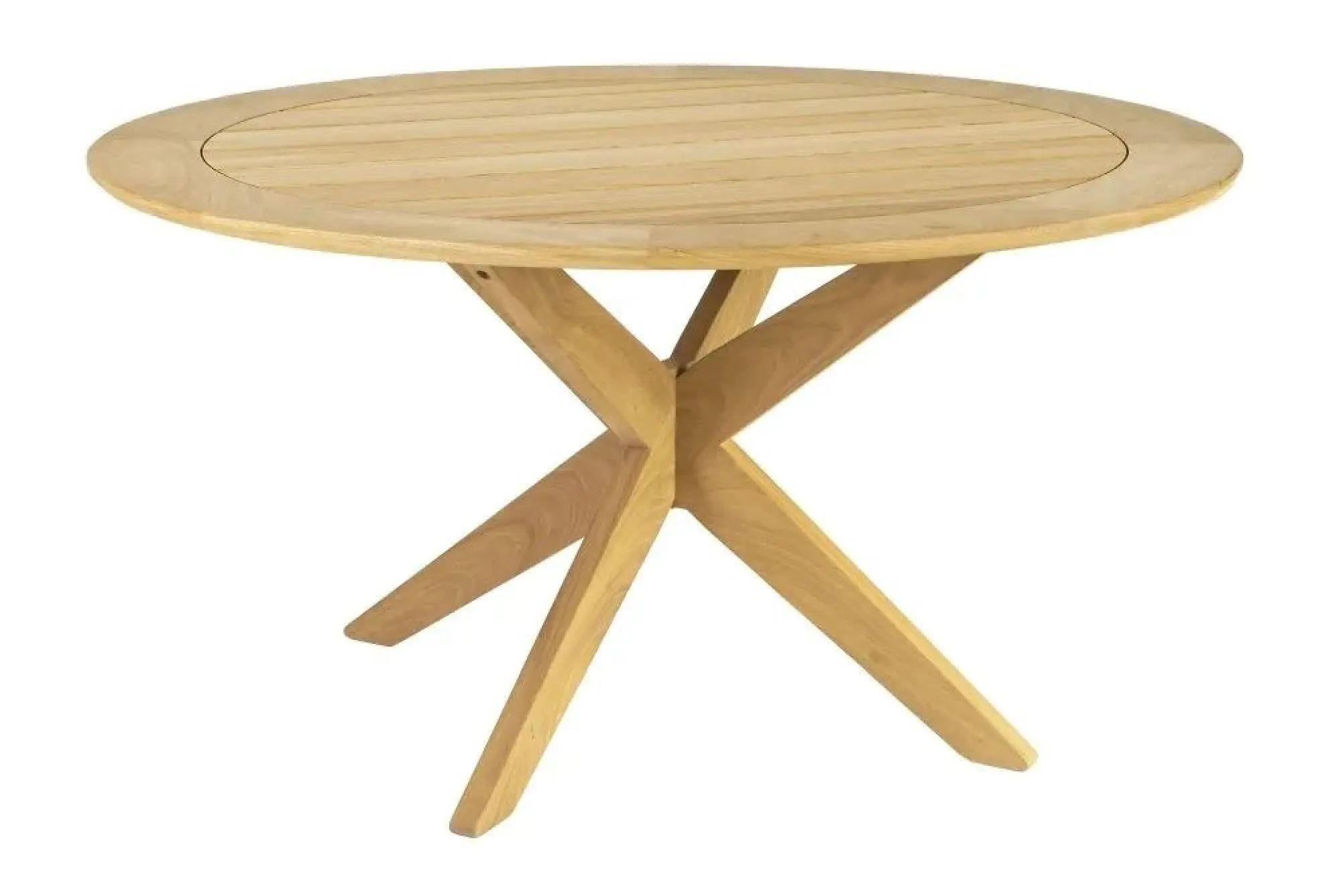Roble Wood Dining Table - 4 Seater - 125cm - Garden - Round - Cross Base