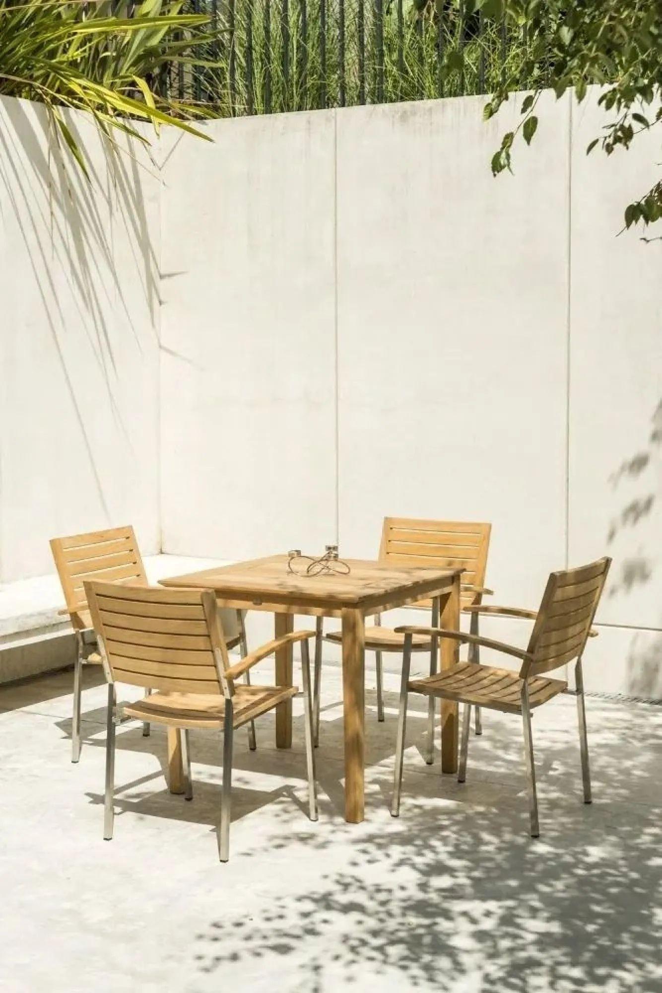 Roble Wood Square Cafe Garden Dining Table - 4 Seater - 80cm