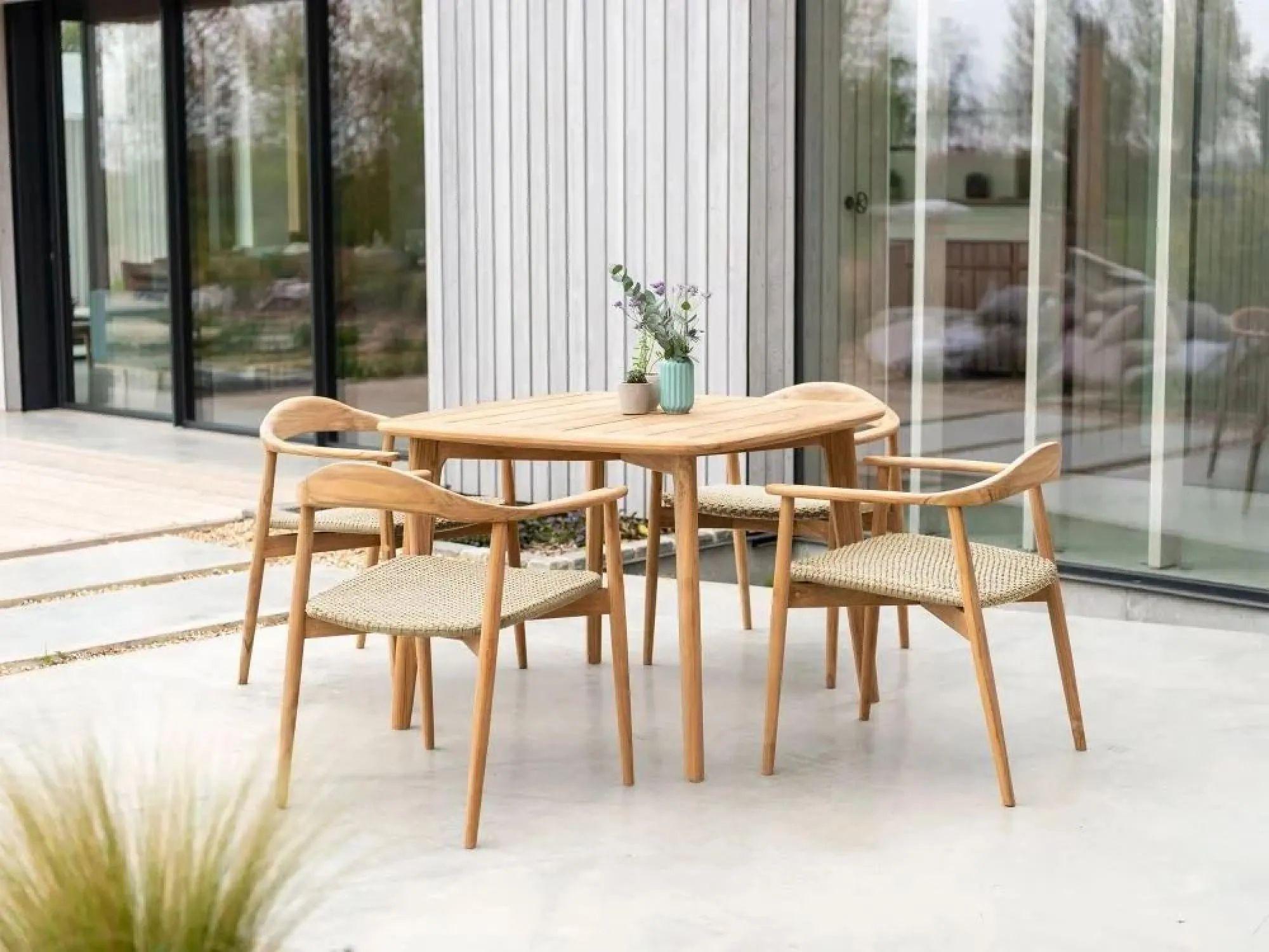 Dana Garden Dining Table - 2 Seater - 100cm - Square - Teak Wood