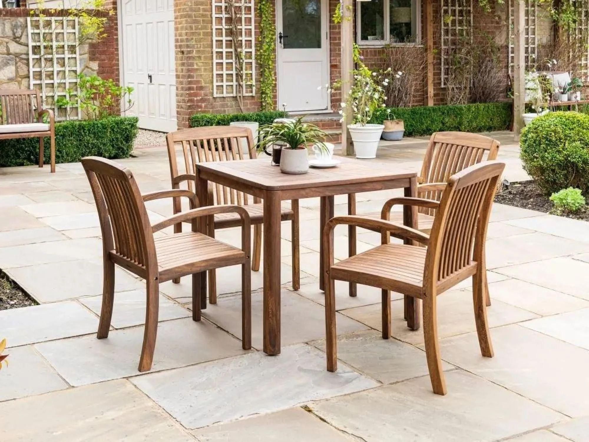 Bolney Square Dining Table - 80cm - 4 Seater - Garden - Acacia Wood