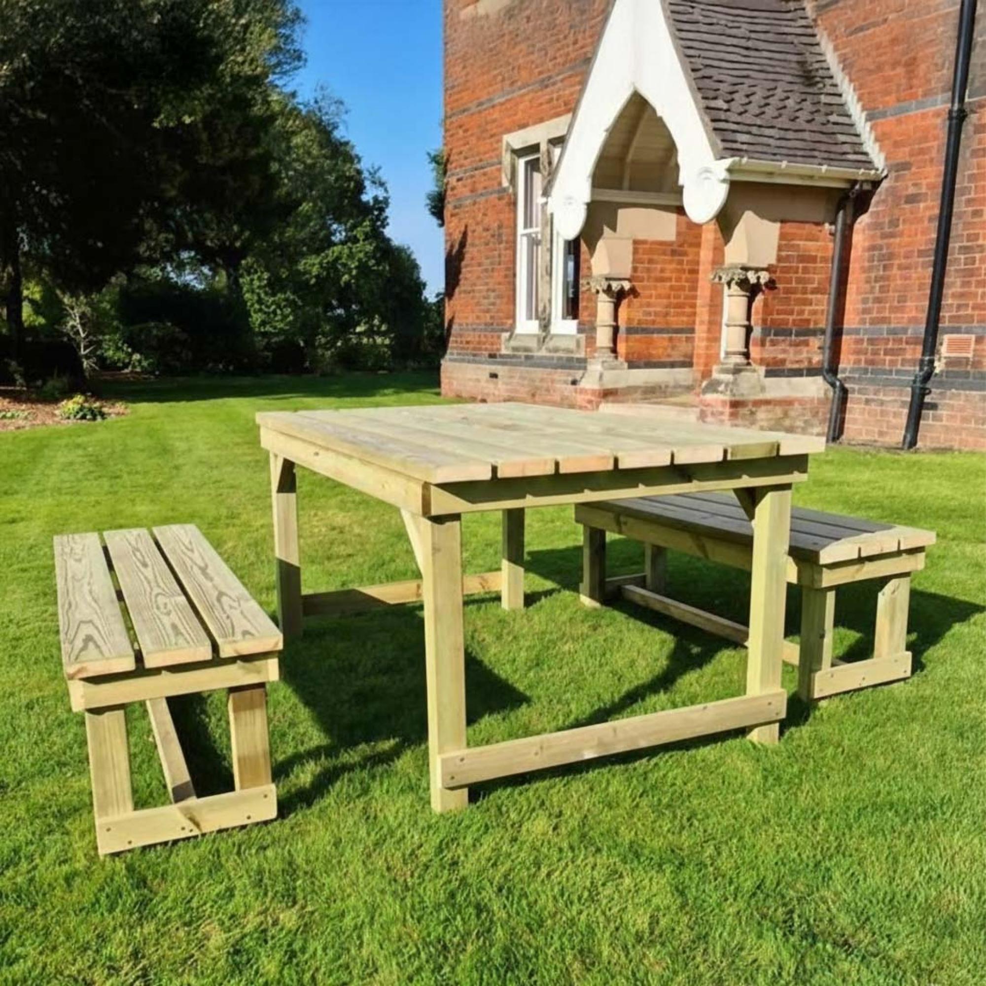 Churnet Valley Butchers Redwood Garden Table Set with 2 Benches