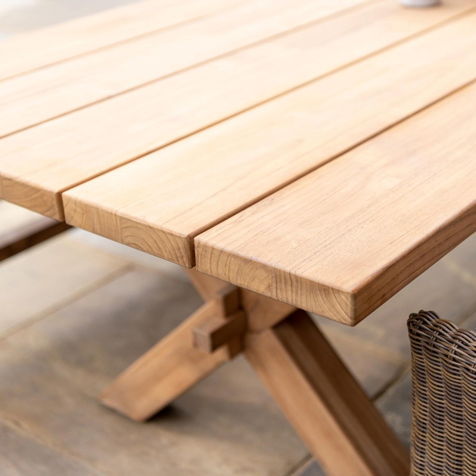 Plank Garden Dining Table - 12 Seater - 300cm - Teak Wood