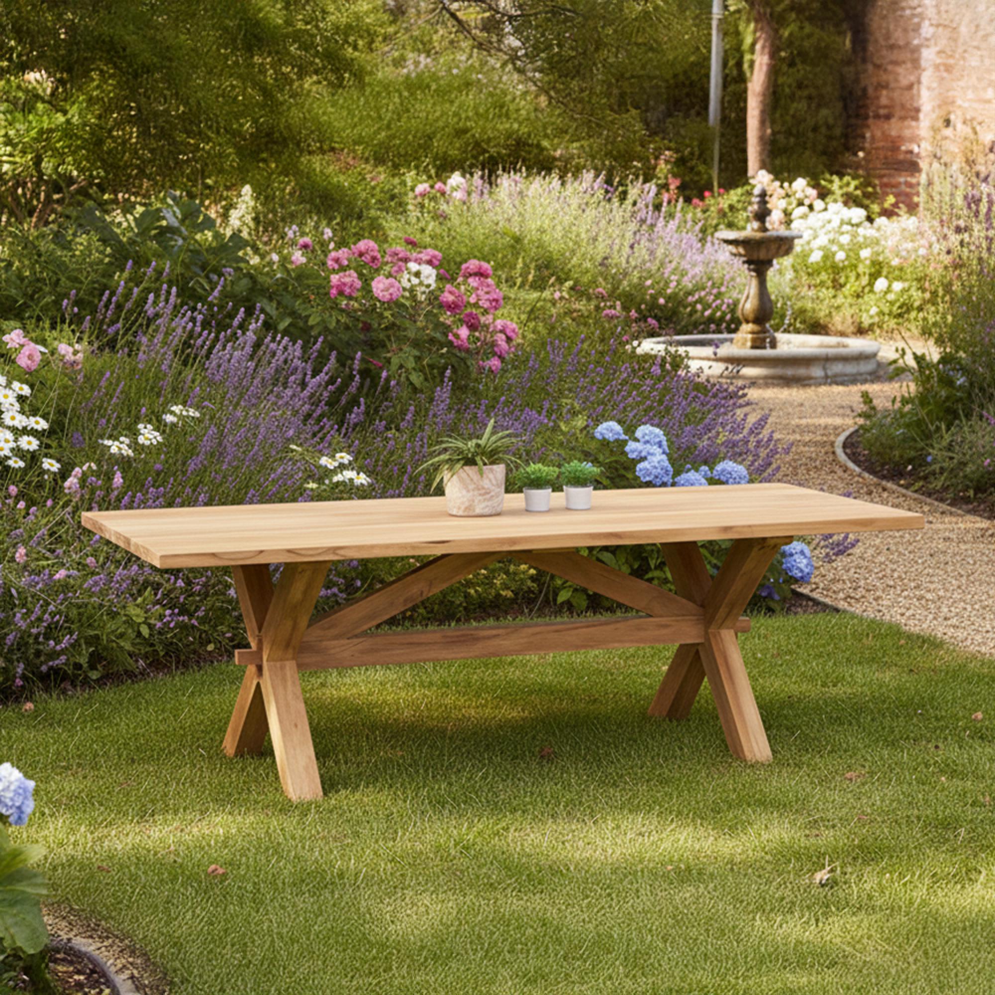 Plank Garden Dining Table - 8 Seater - 240cm - Teak Wood
