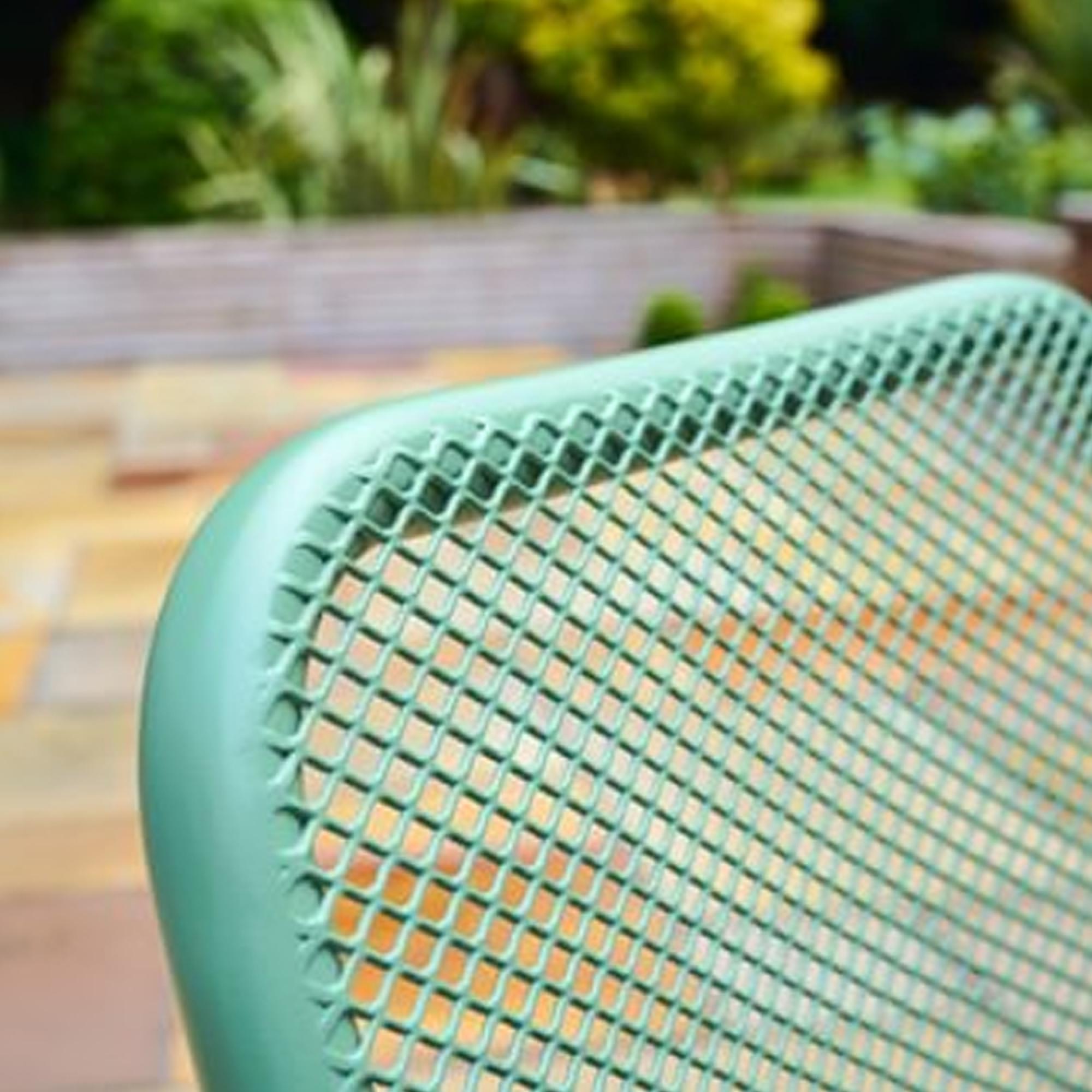 Bergen Garden Stacking Dining Armchair - Green Metal