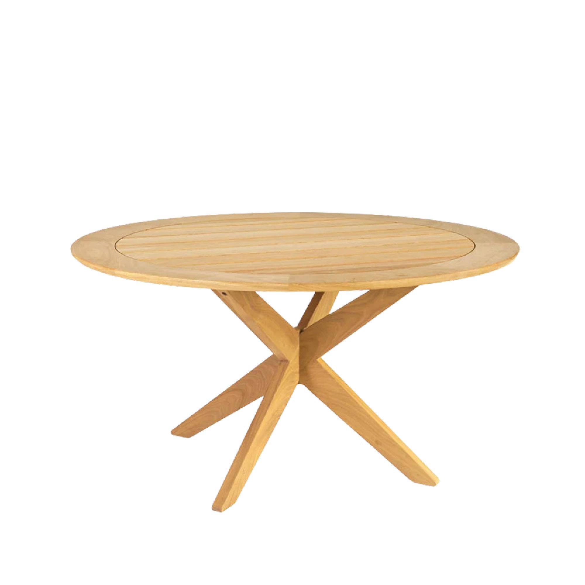 Roble Wood Dining Table - 4 Seater - 125cm - Garden - Round - Cross Base