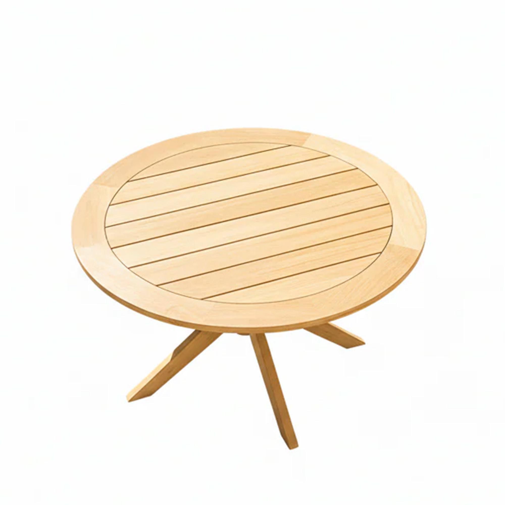 Roble Wood Dining Table - 4 Seater - 125cm - Garden - Round - Cross Base