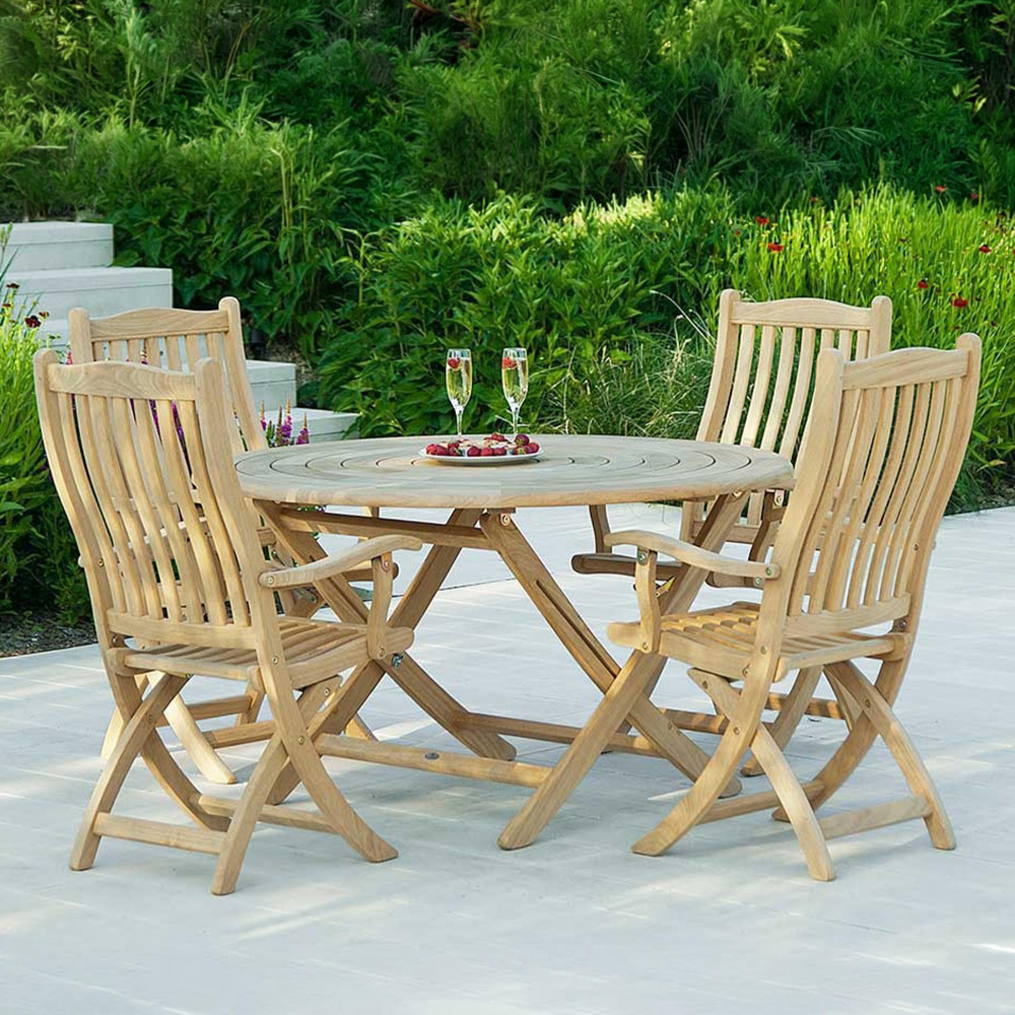 Roble Wood Garden Bengal Folding Dining Table - 4 Seater - 130cm