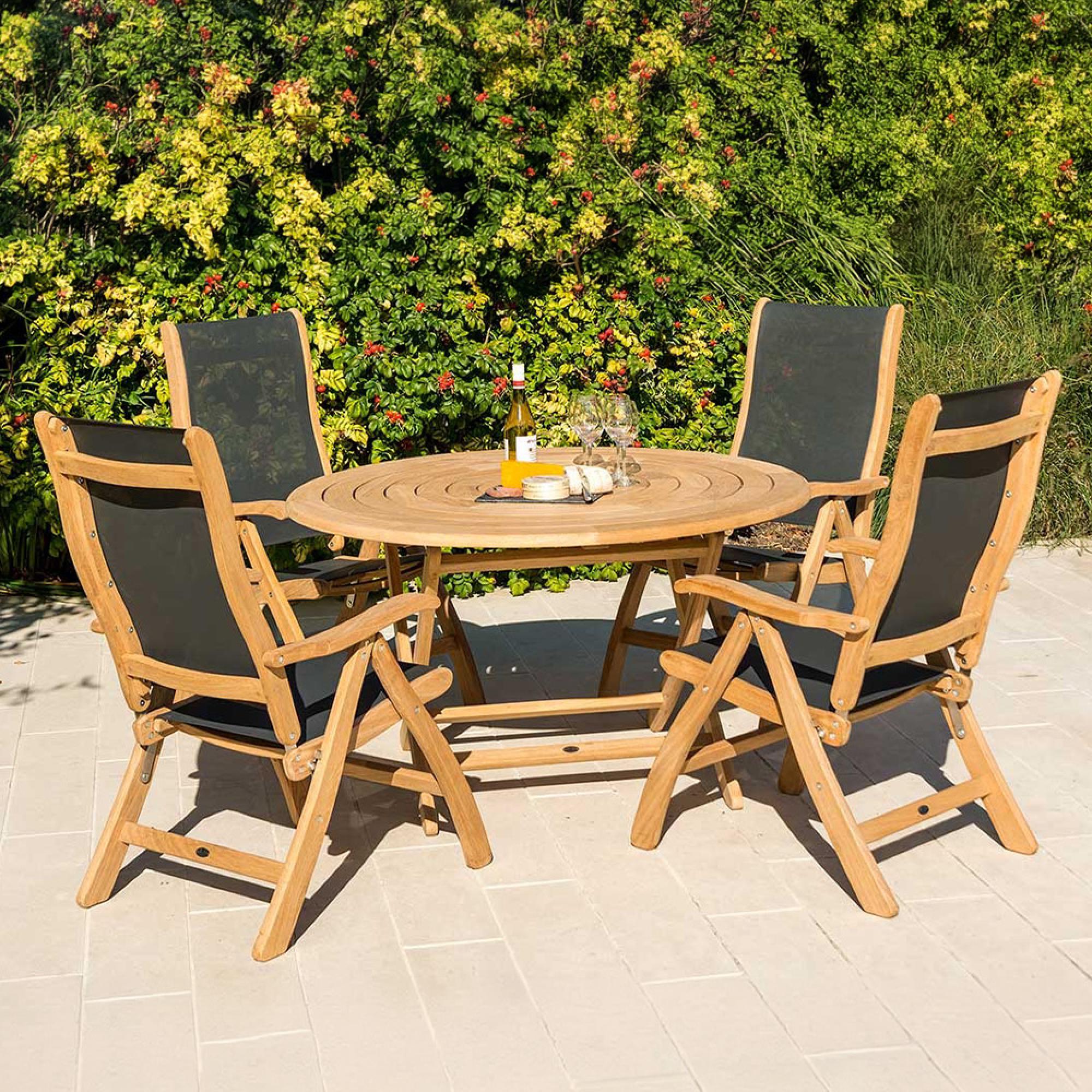 Roble Wood Garden Bengal Folding Dining Table - 4 Seater - 130cm