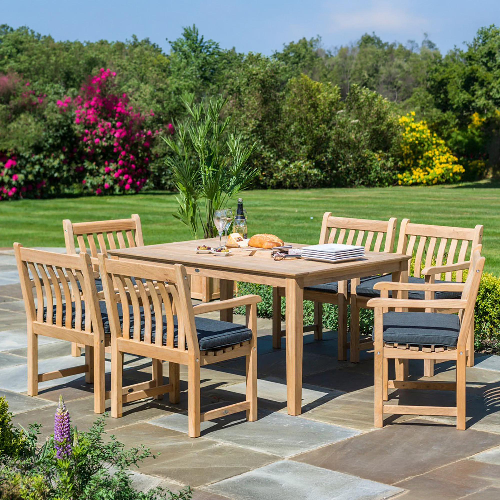 Roble Wood Garden Dining Table - 6 Seater - 150cm