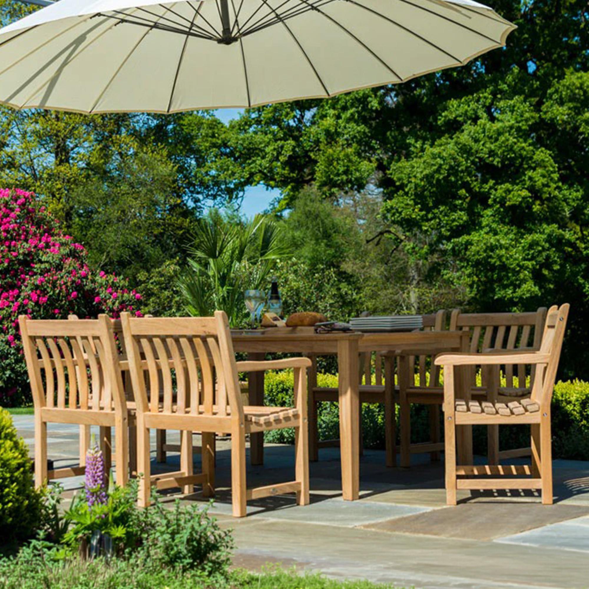 Roble Wood Garden Dining Table - 6 Seater - 150cm