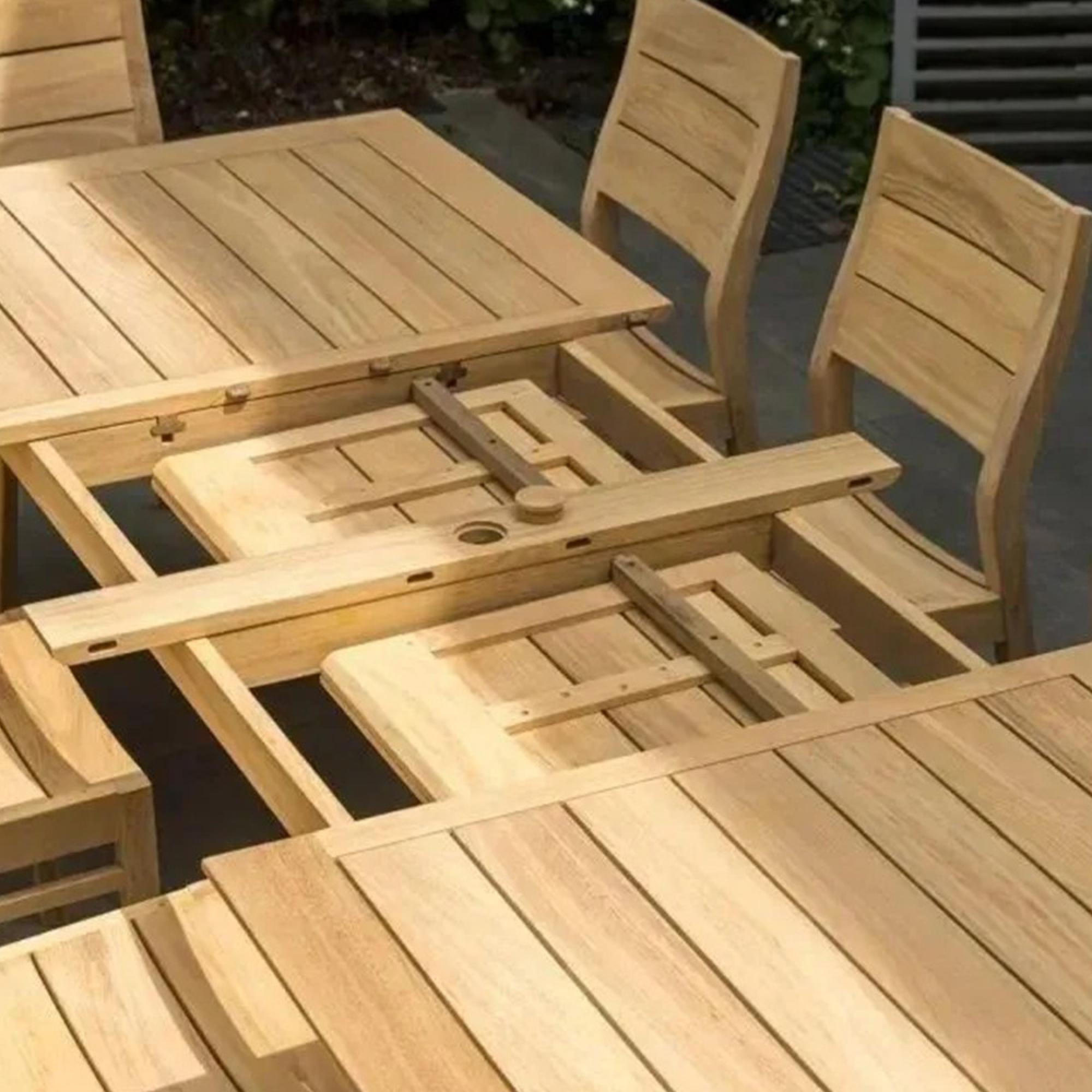 Roble Wood Garden Extending Dining Table - 10 Seater - 200cm-288cm