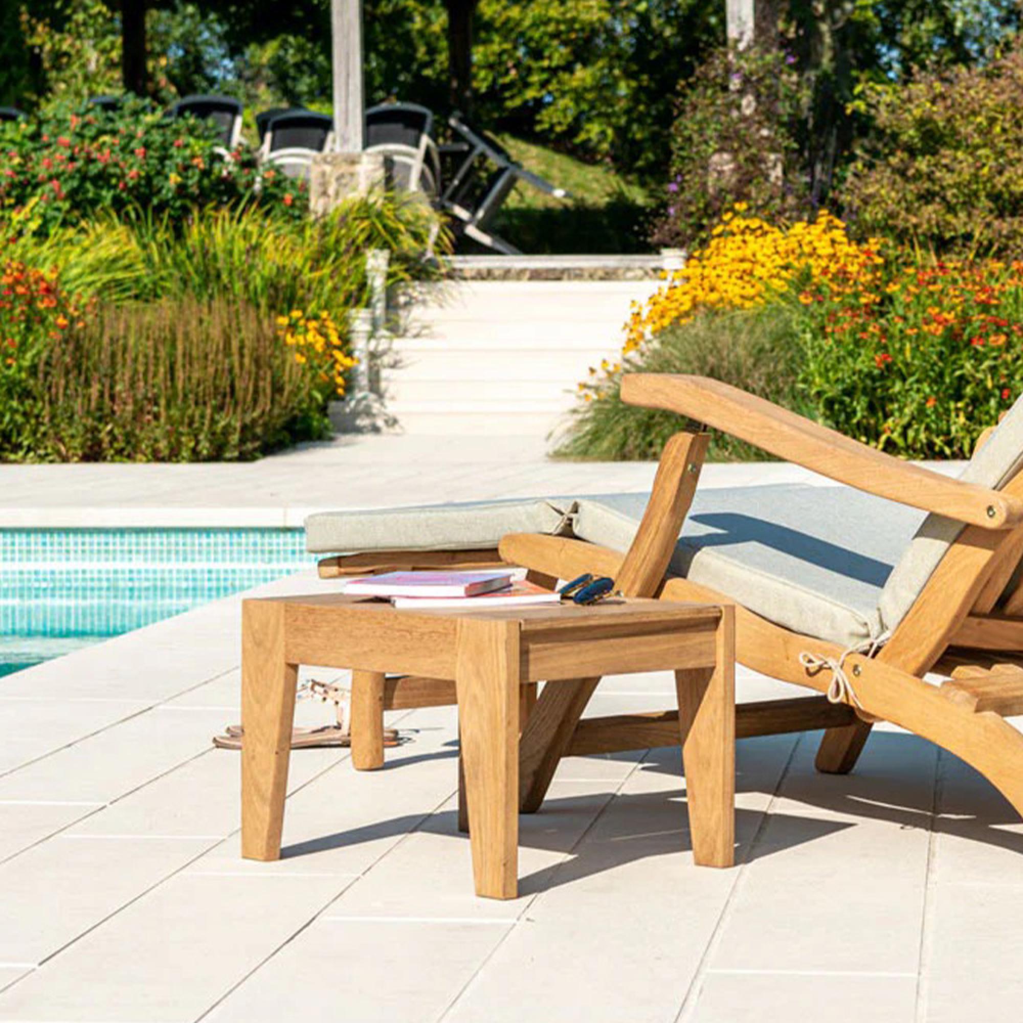 Roble Wood Garden Sunbed Side Table