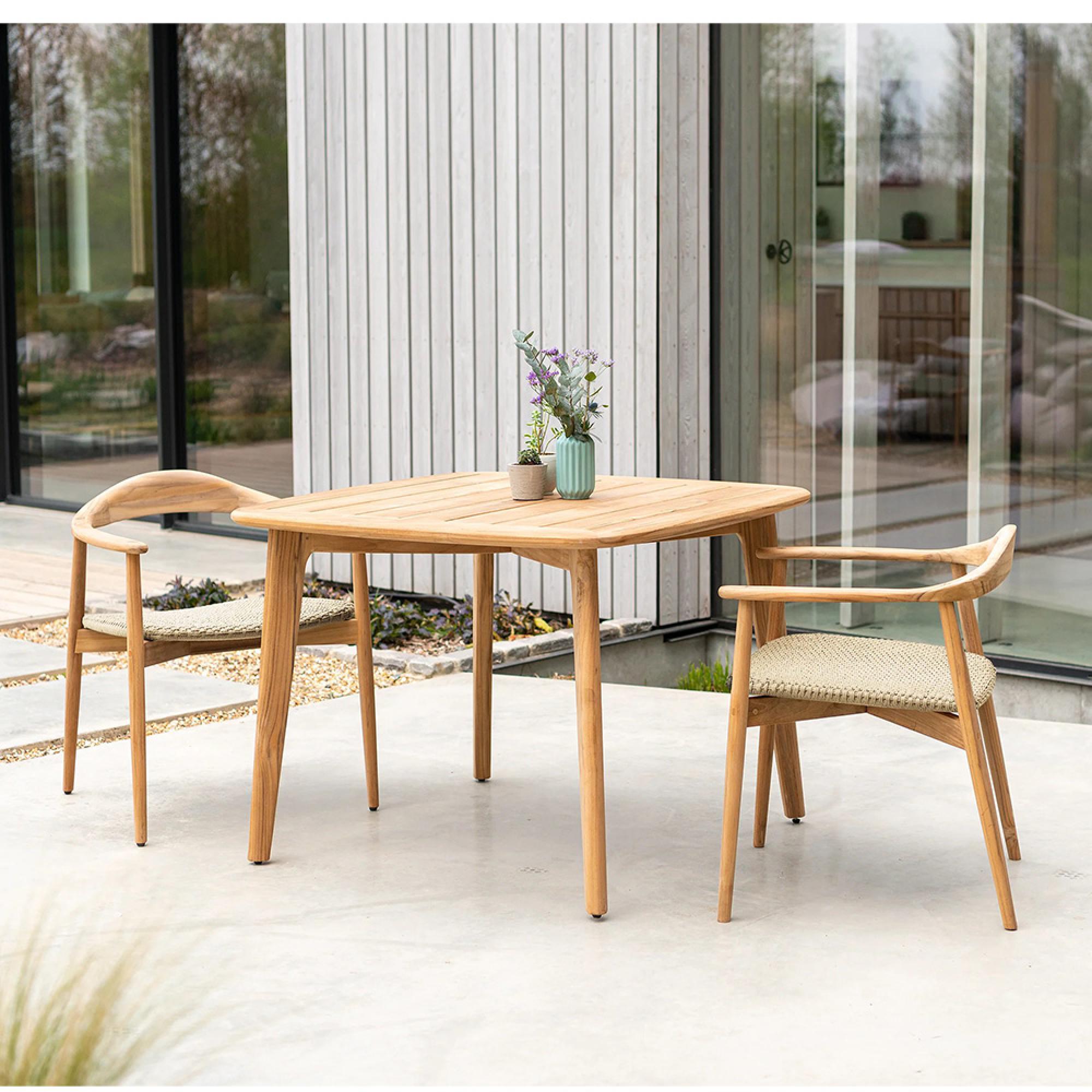 Dana Garden Dining Table - 2 Seater - 100cm - Square - Teak Wood