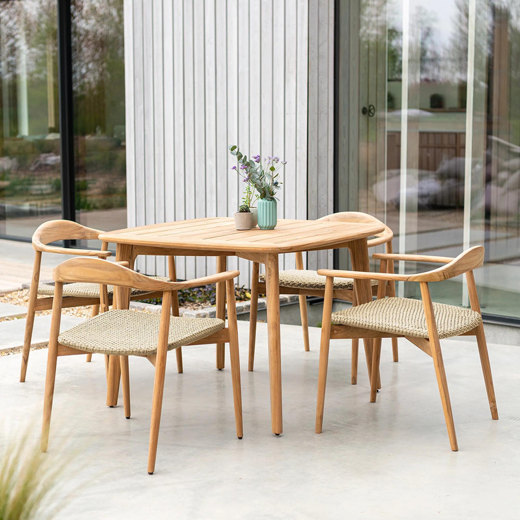 Dana Garden Dining Table - 2 Seater - 100cm - Square - Teak Wood