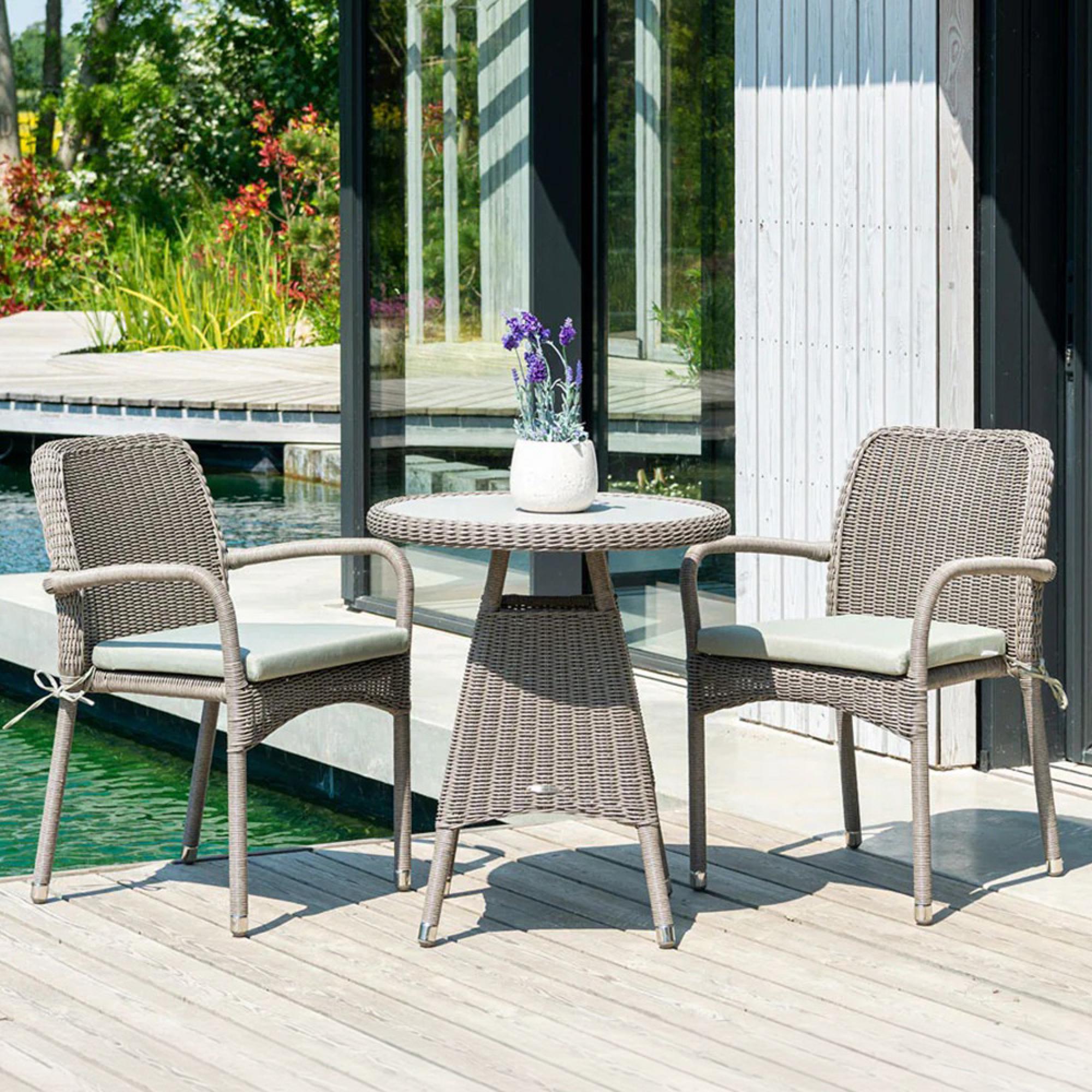 Hazelmere Round Bistro Table - Garden - Grey Weave