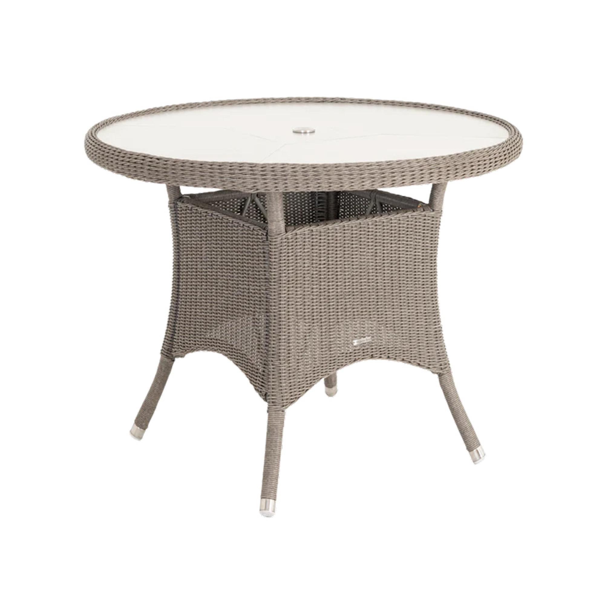 Hazelmere Round Dining Table - 4 Seater - 115cm - Garden - Grey Weave