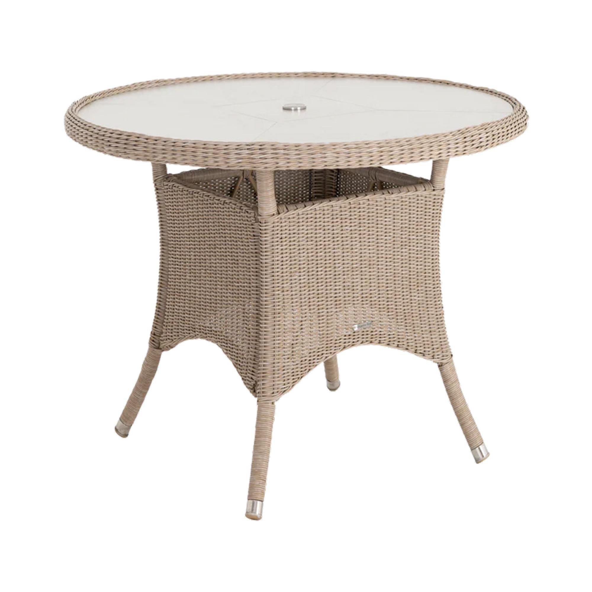 Hazelmere Round Dining Table - 4 Seater - 115cm - Garden - Natural Weave