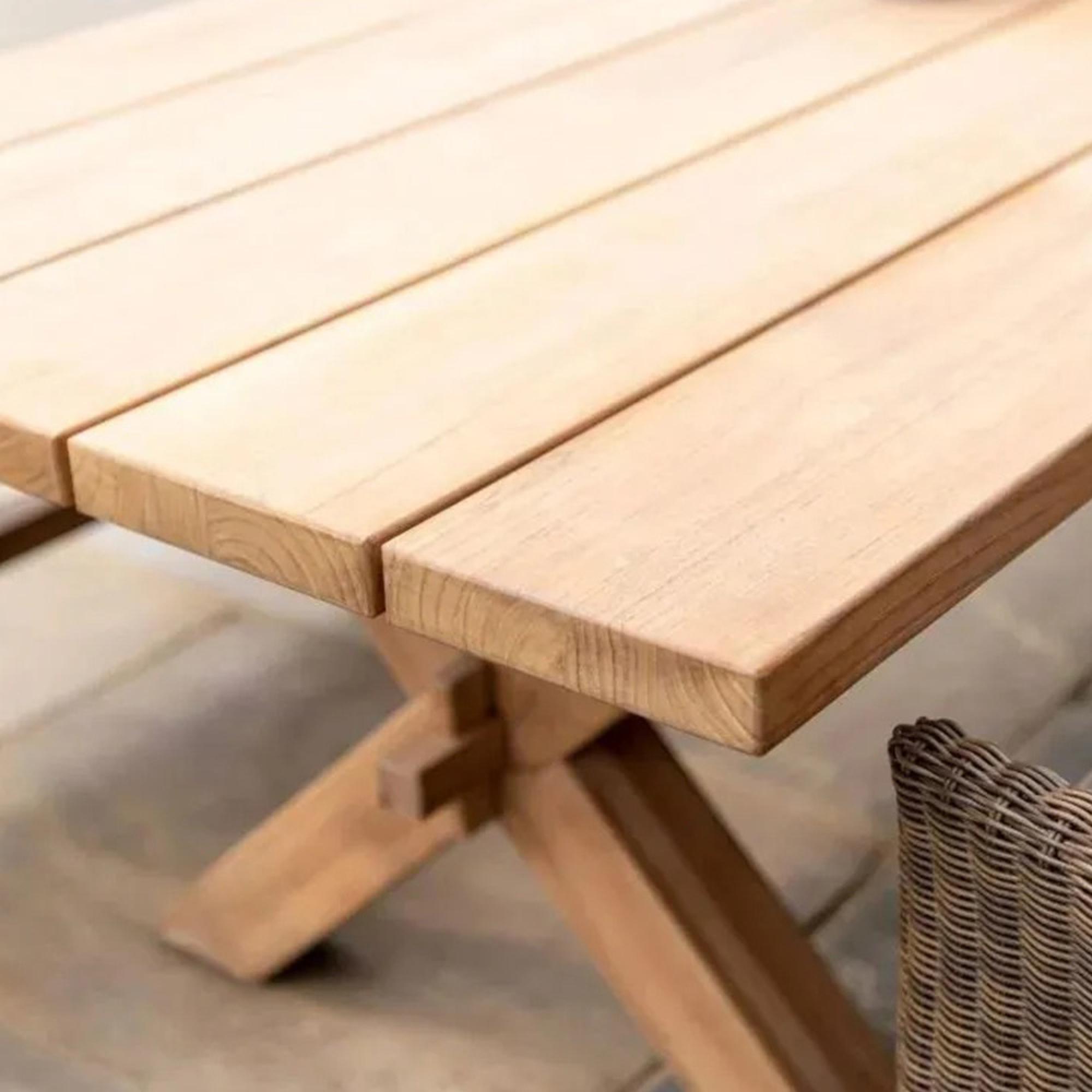 Plank Dining Table - 10 Seater - 240cm - Garden - Teak Wood