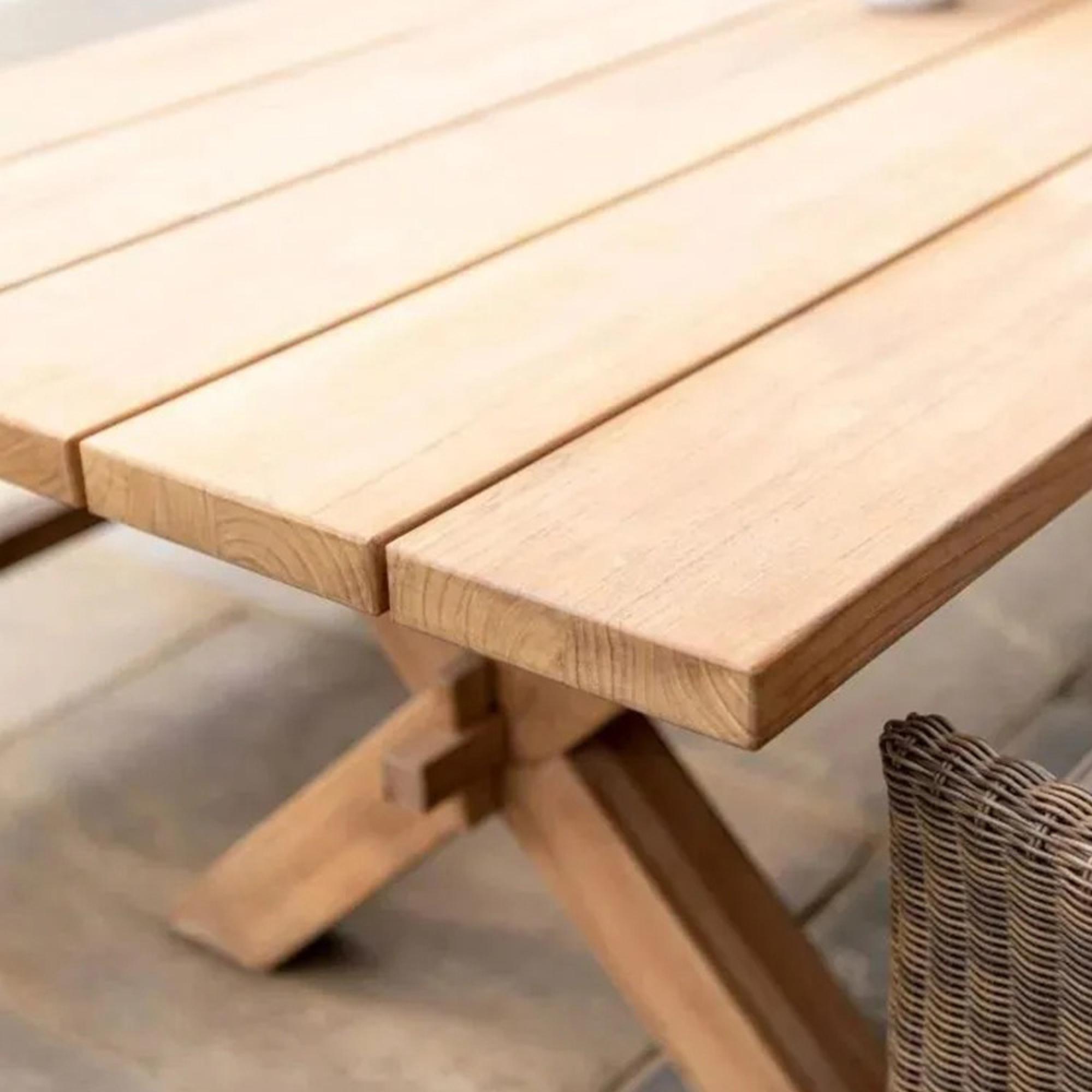 Plank Dining Table - 12 Seater - 300cm - Garden - Teak Wood