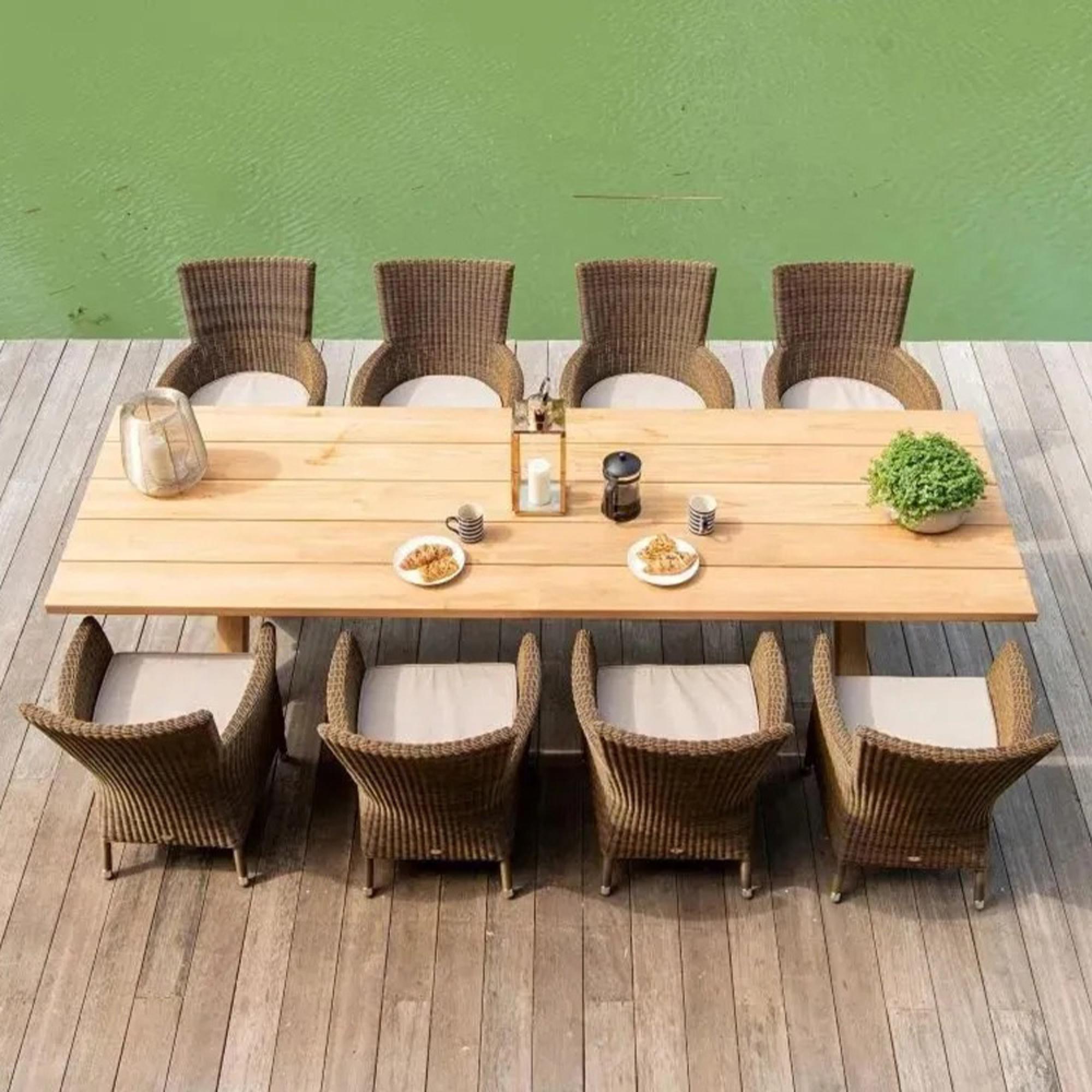 Plank Dining Table - 12 Seater - 300cm - Garden - Teak Wood