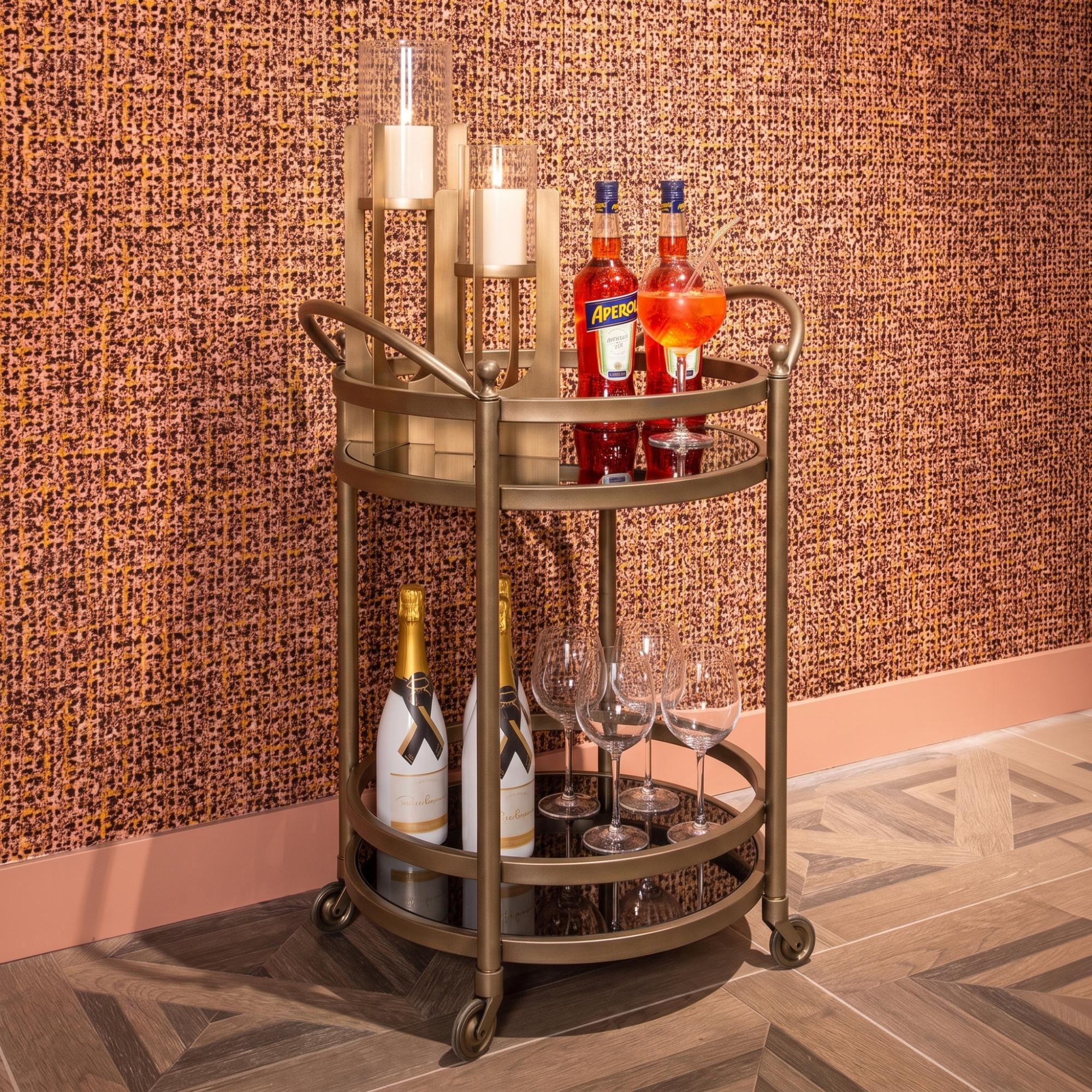 Hendricks Glass and Brushed Gold Trolley