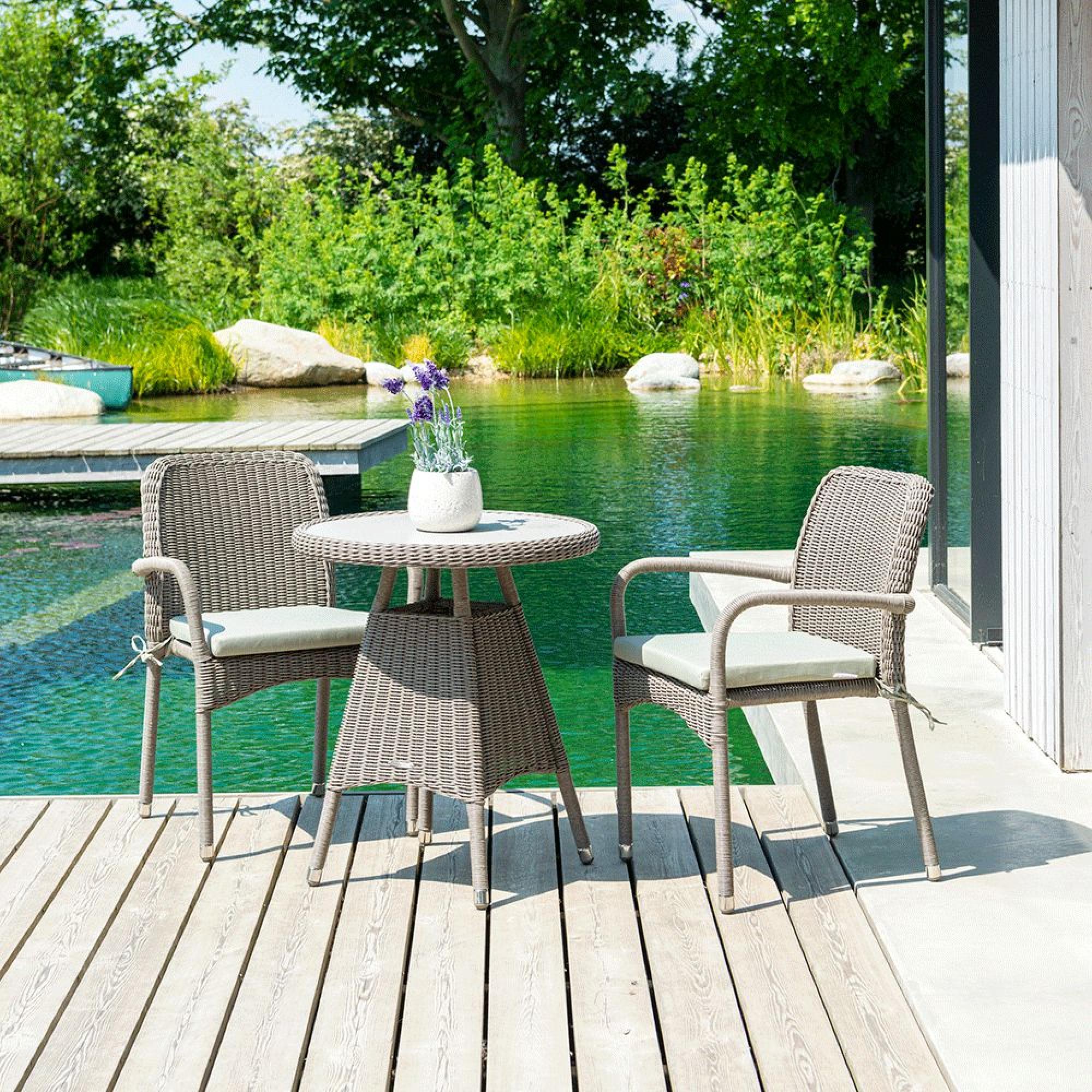 Hazelmere Round Bistro Table - Garden - Grey Weave