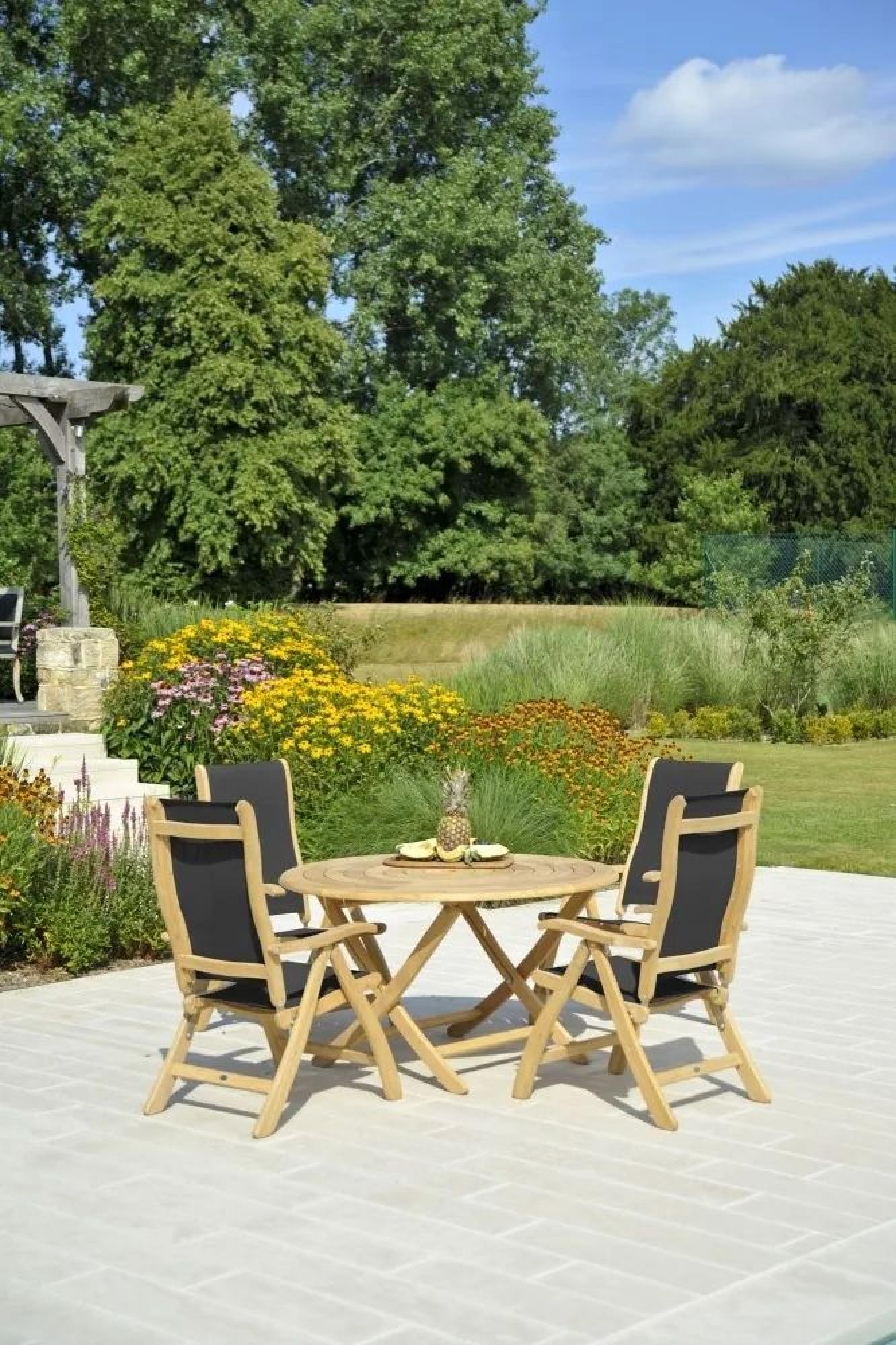 Roble Wood Garden Bengal Folding Dining Table - 4 Seater - 130cm