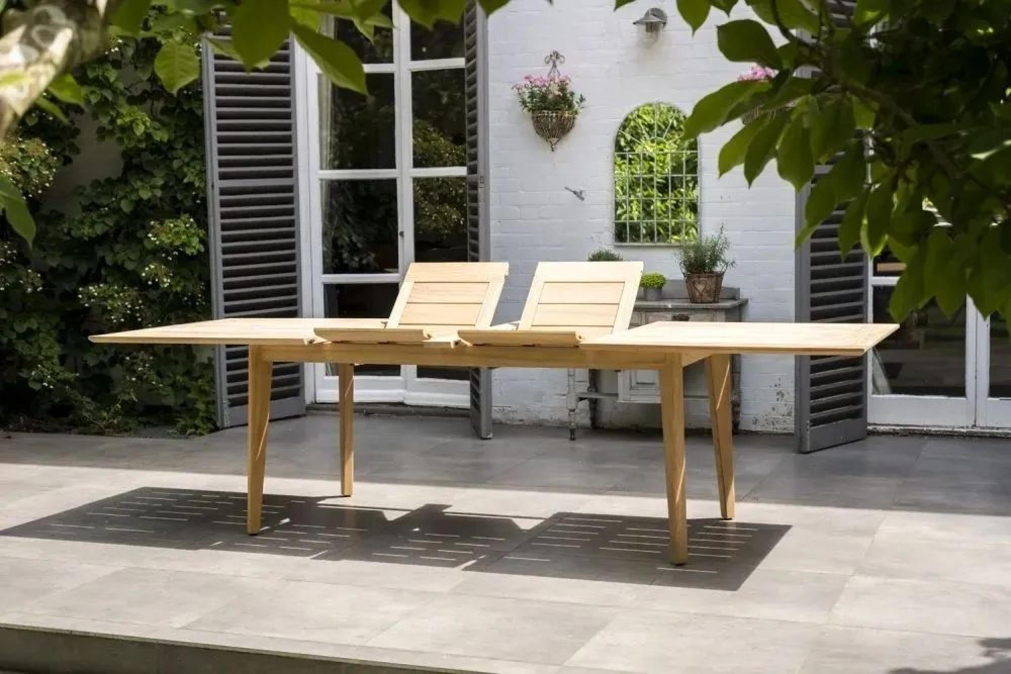 Roble Wood Garden Extending Dining Table - 10 Seater - 200cm-288cm