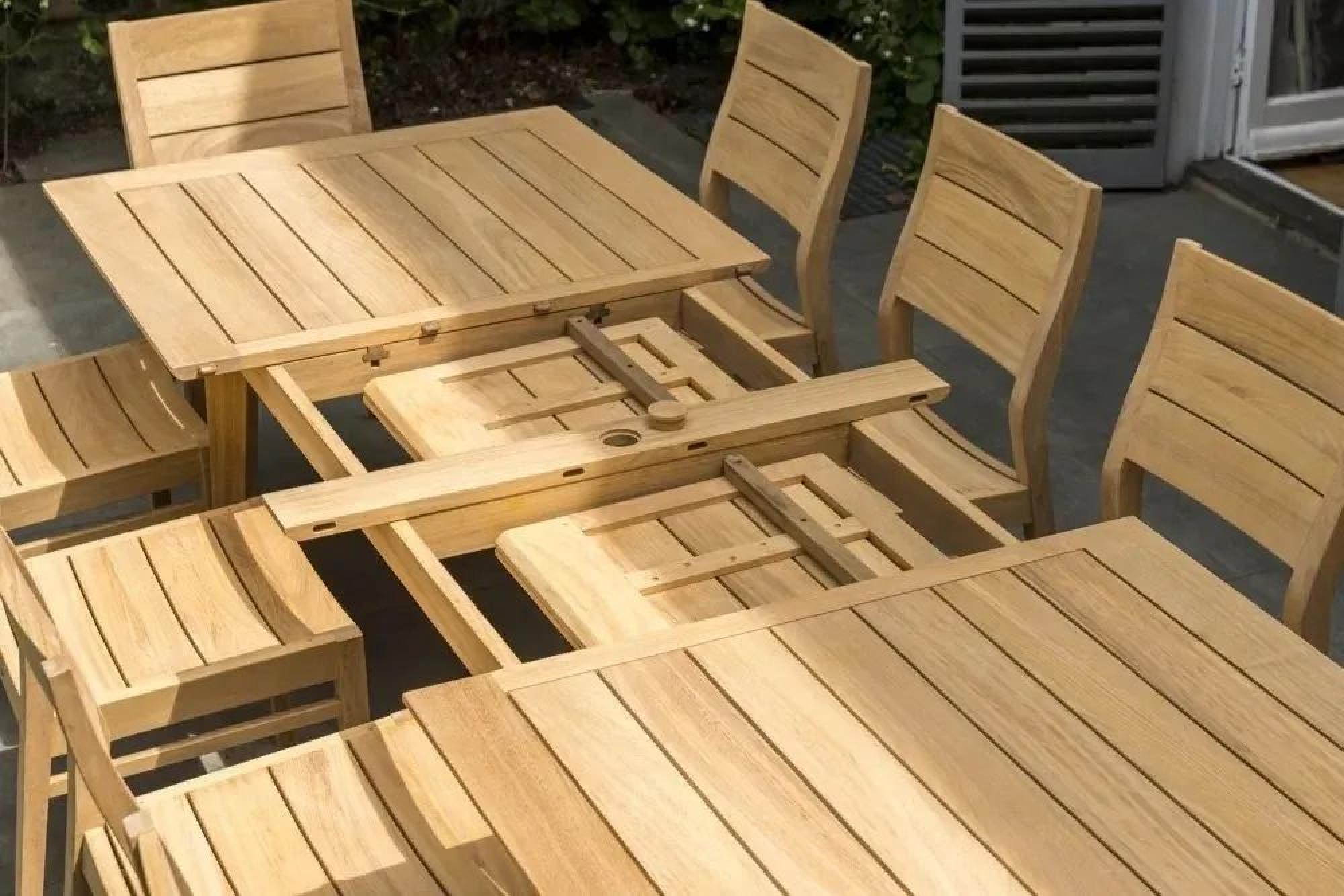 Roble Wood Garden Extending Dining Table - 10 Seater - 200cm-288cm